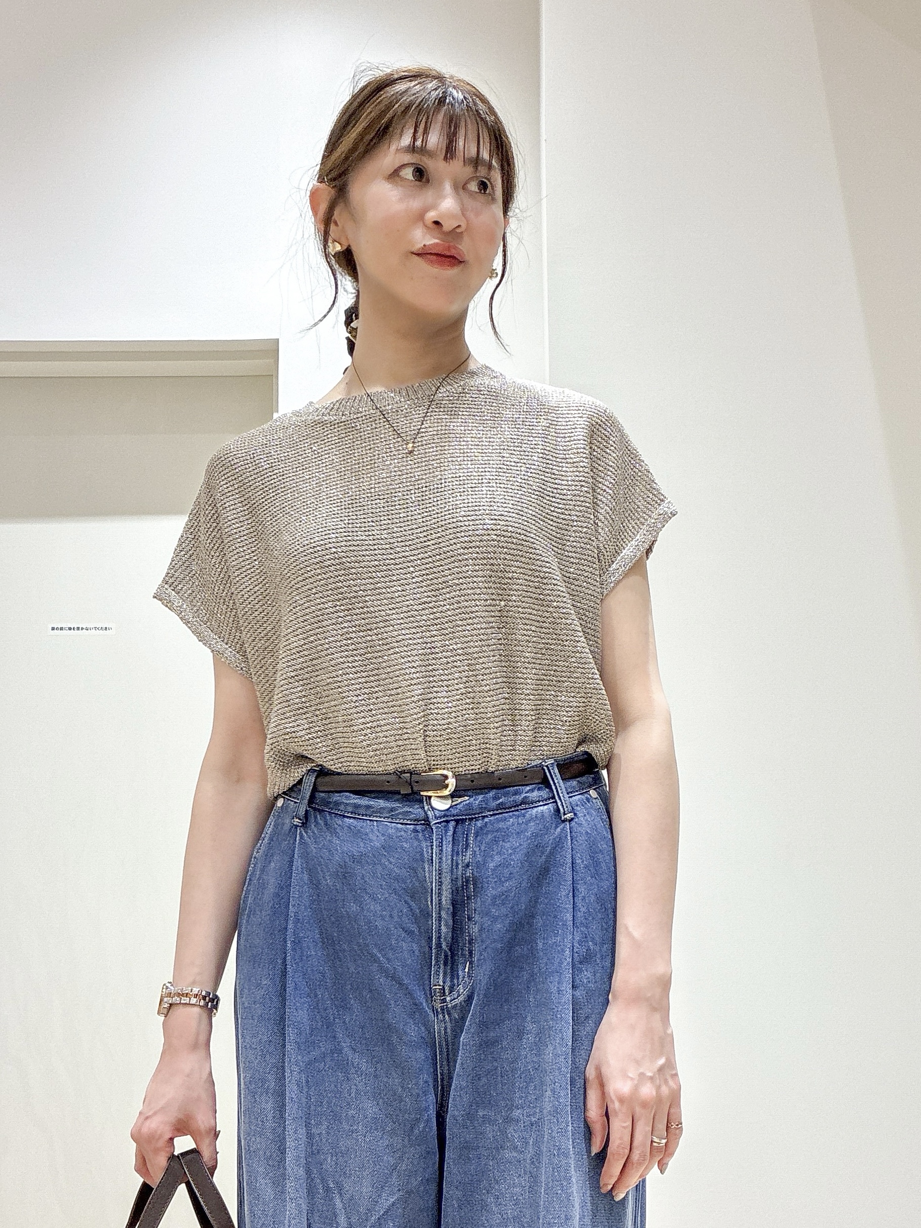 もんちゃんさんの「OPAQUE.CLIP｜ラメメッシュニット【洗濯機OK／抗ピル】」を使ったコーディネート