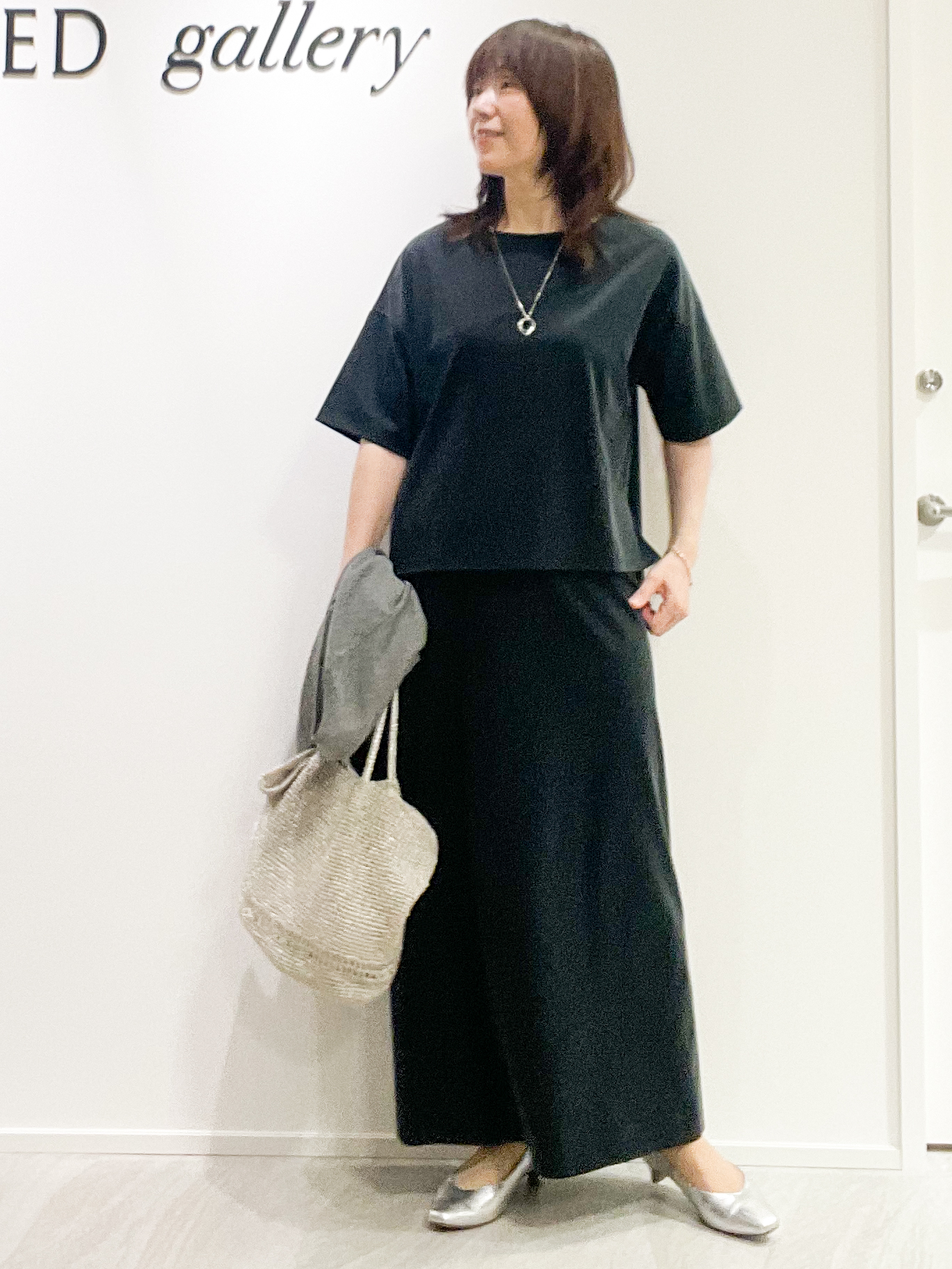 めいさんの「UNTITLED｜【セットアップ可/接触冷感】ヴィンテージライクドルマンカットソー」を使ったコーディネート
