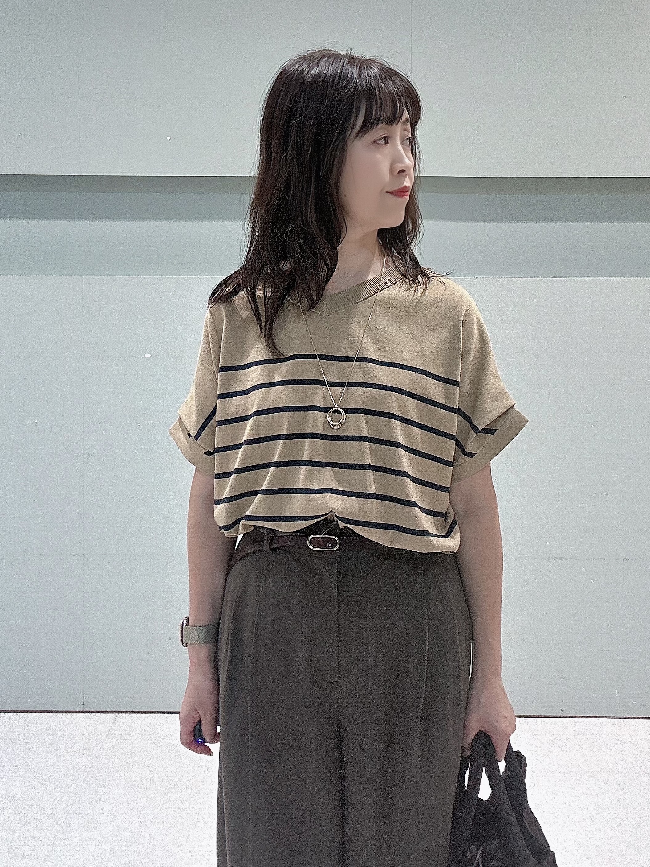 makiさんの「UNTITLED｜【ステンレスチェーン】クロスリングネックレス」を使ったコーディネート