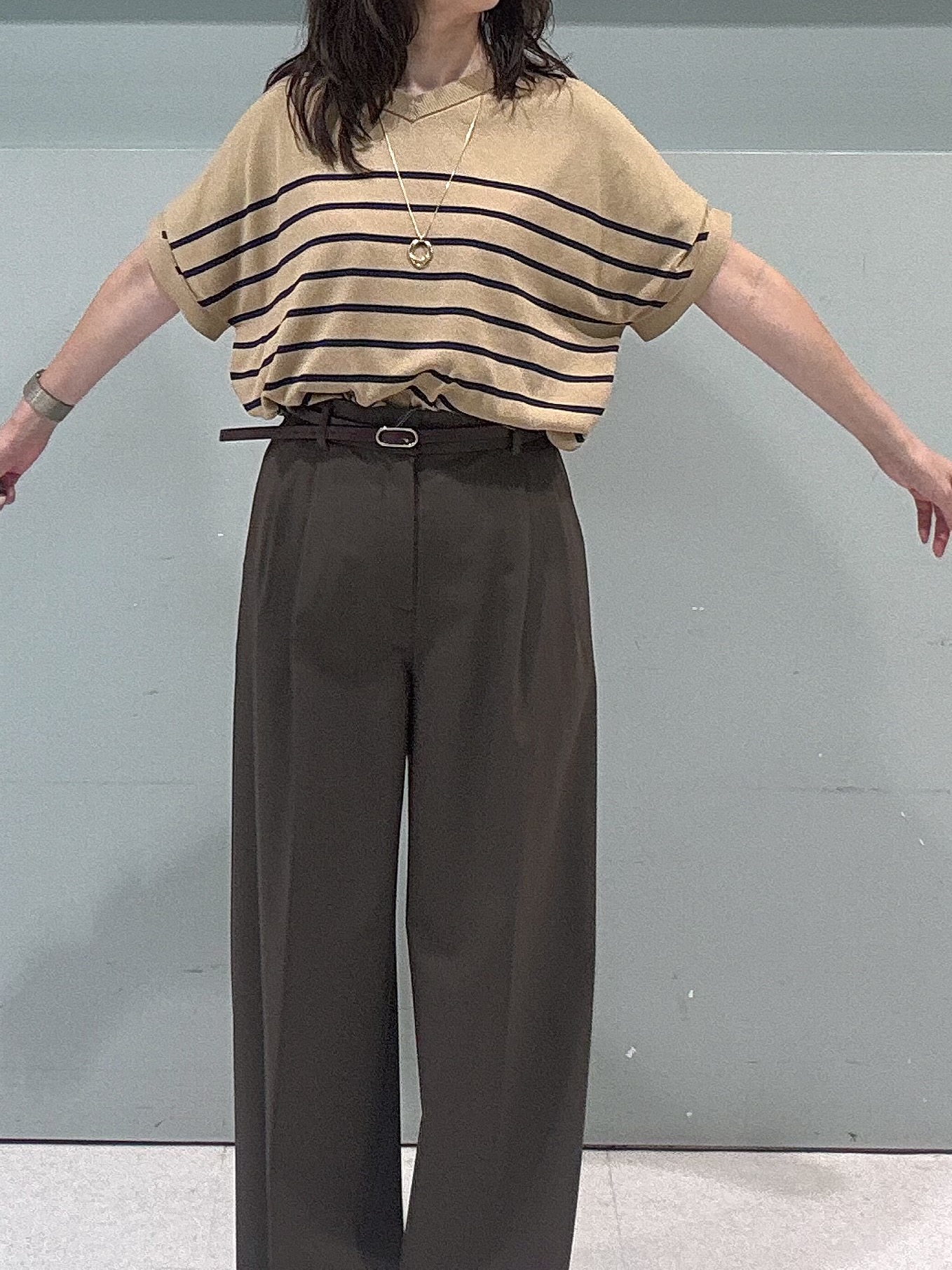 makiさんの「UNTITLED｜【ステンレスチェーン】クロスリングネックレス」を使ったコーディネート