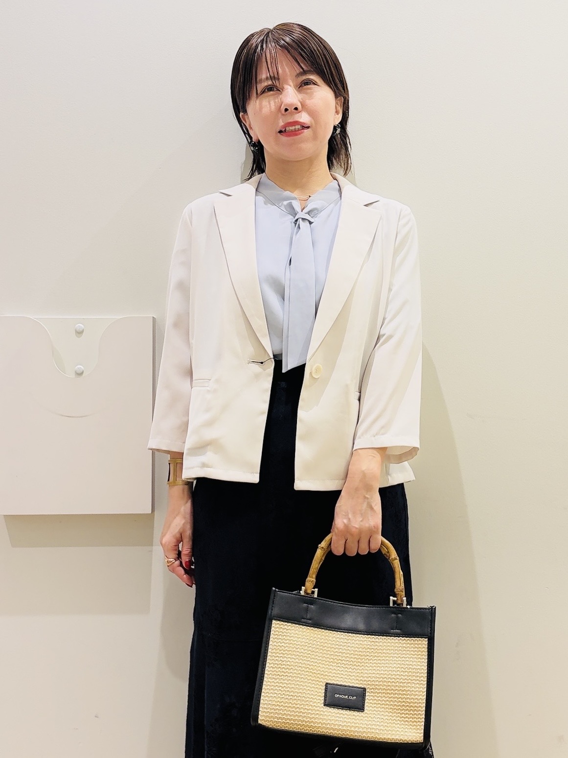 YUKOさんの「index｜【接触冷感／防シワ】ひんやり7分袖テーラードジャケット《洗濯機OK》」を使ったコーディネート
