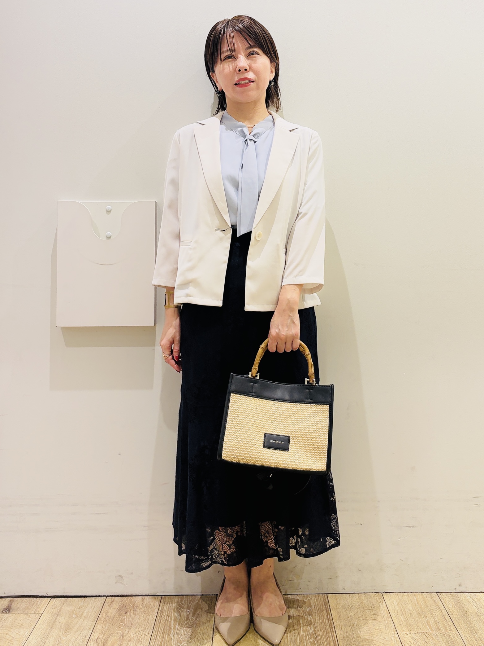 YUKOさんの「index｜【接触冷感／防シワ】ひんやり7分袖テーラードジャケット《洗濯機OK》」を使ったコーディネート