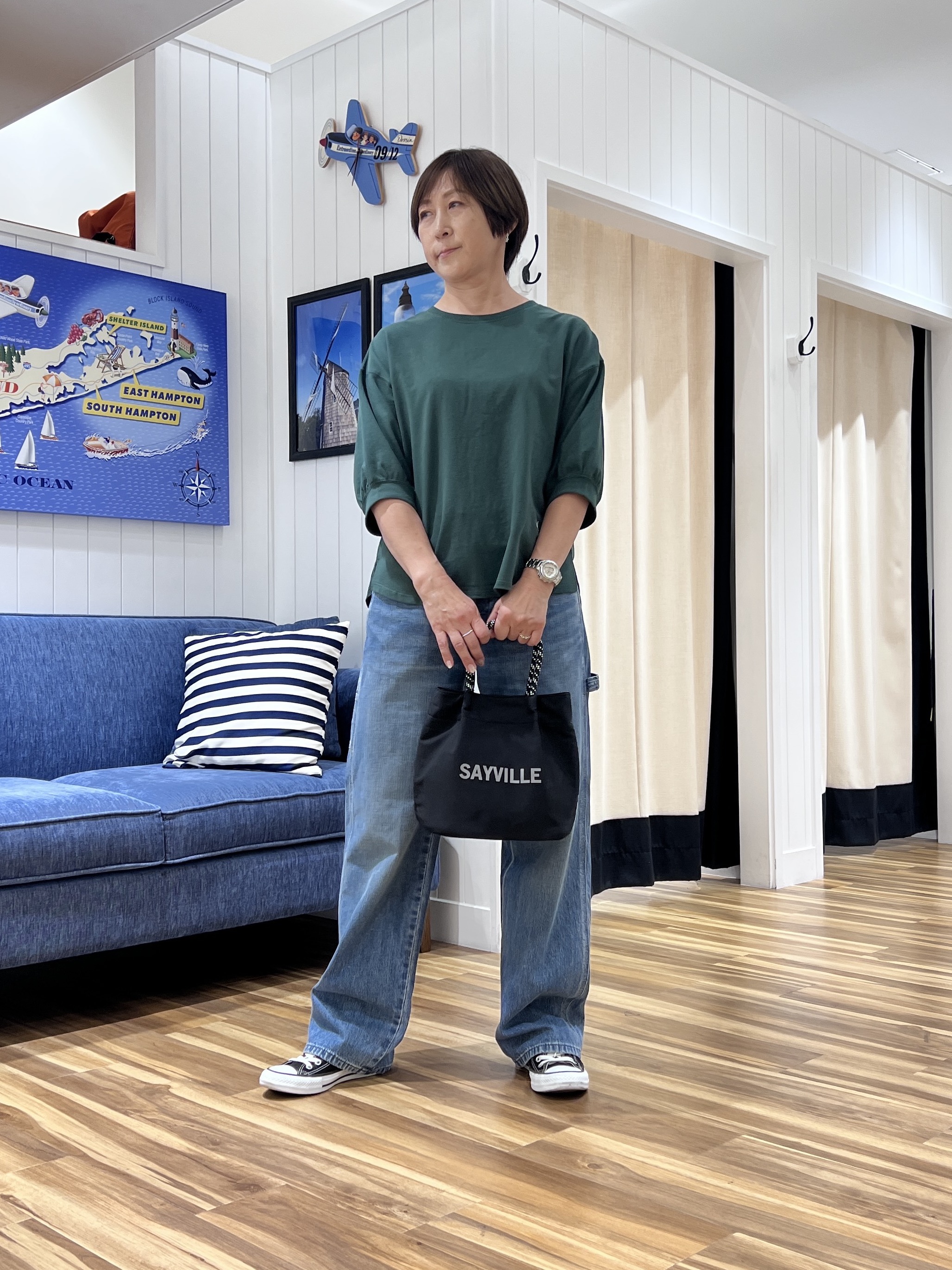 haruさんの「Dessin｜バックヘンリーカットソー5分袖」を使ったコーディネート