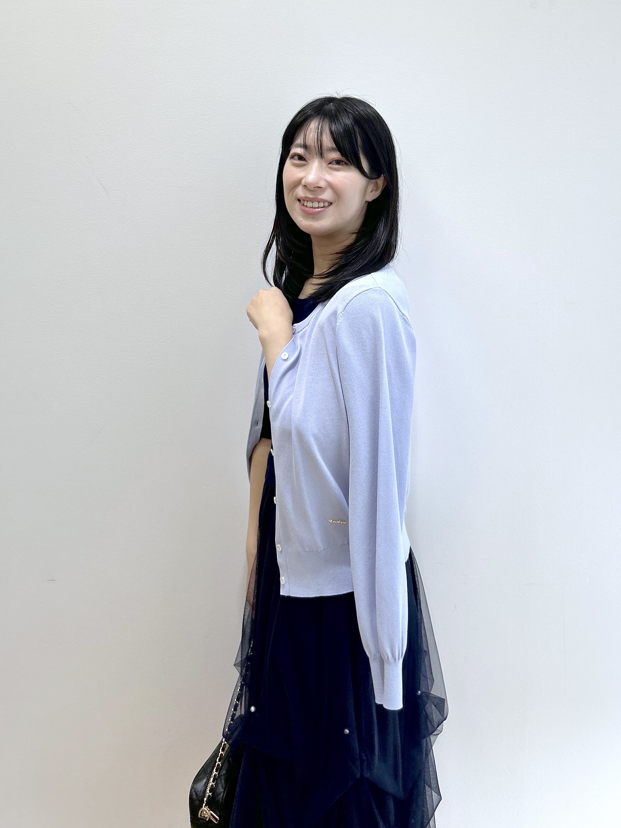 RINAさんの「index｜チュールパール調ドッキングニットワンピース【洗濯機OK／抗ピル】」を使ったコーディネート