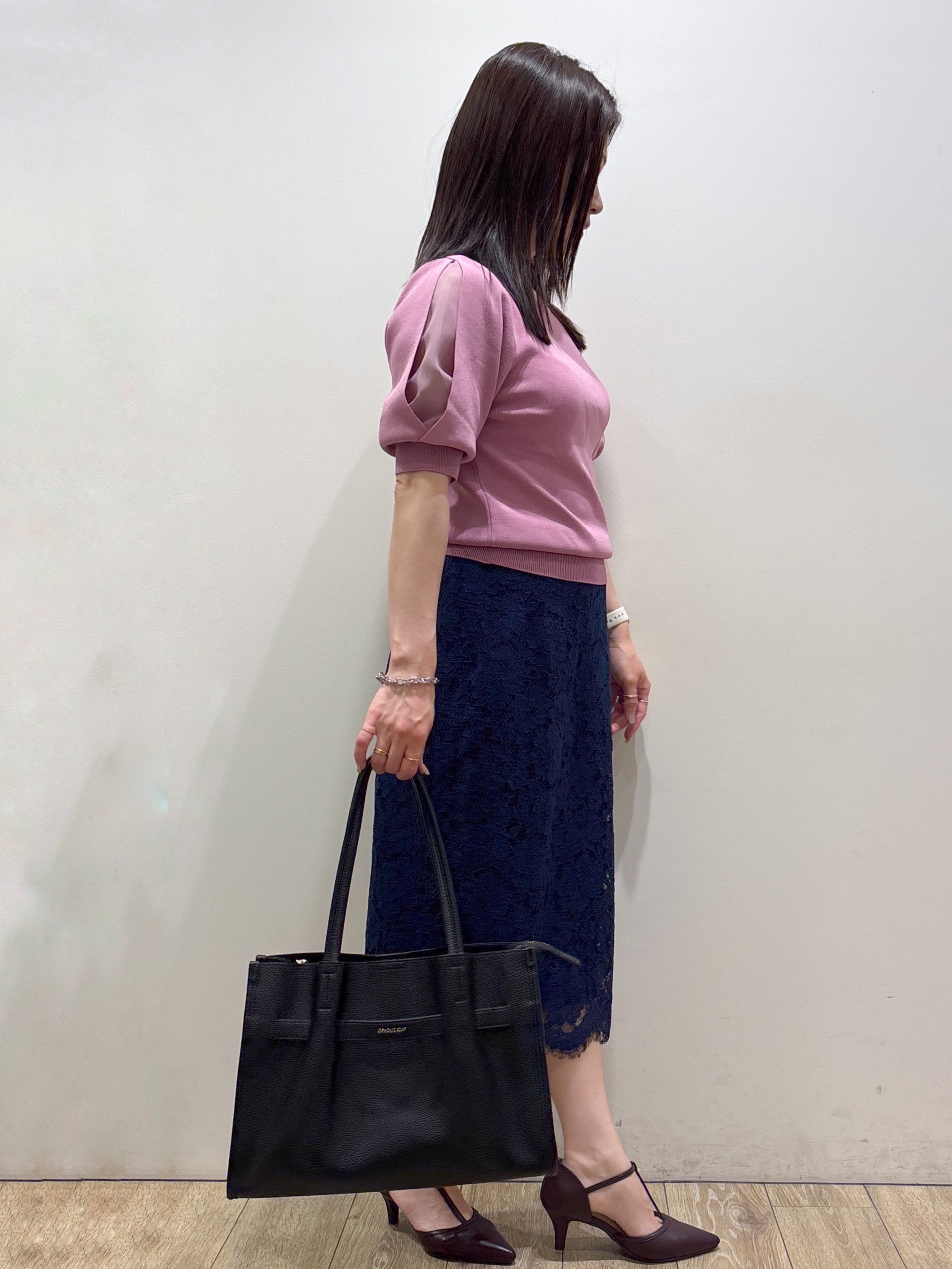 mameさんの「index｜【接触冷感】クールタッチラップスリーブニット《UVケア／洗濯機OK／XS～3L／9col》」を使ったコーディネート