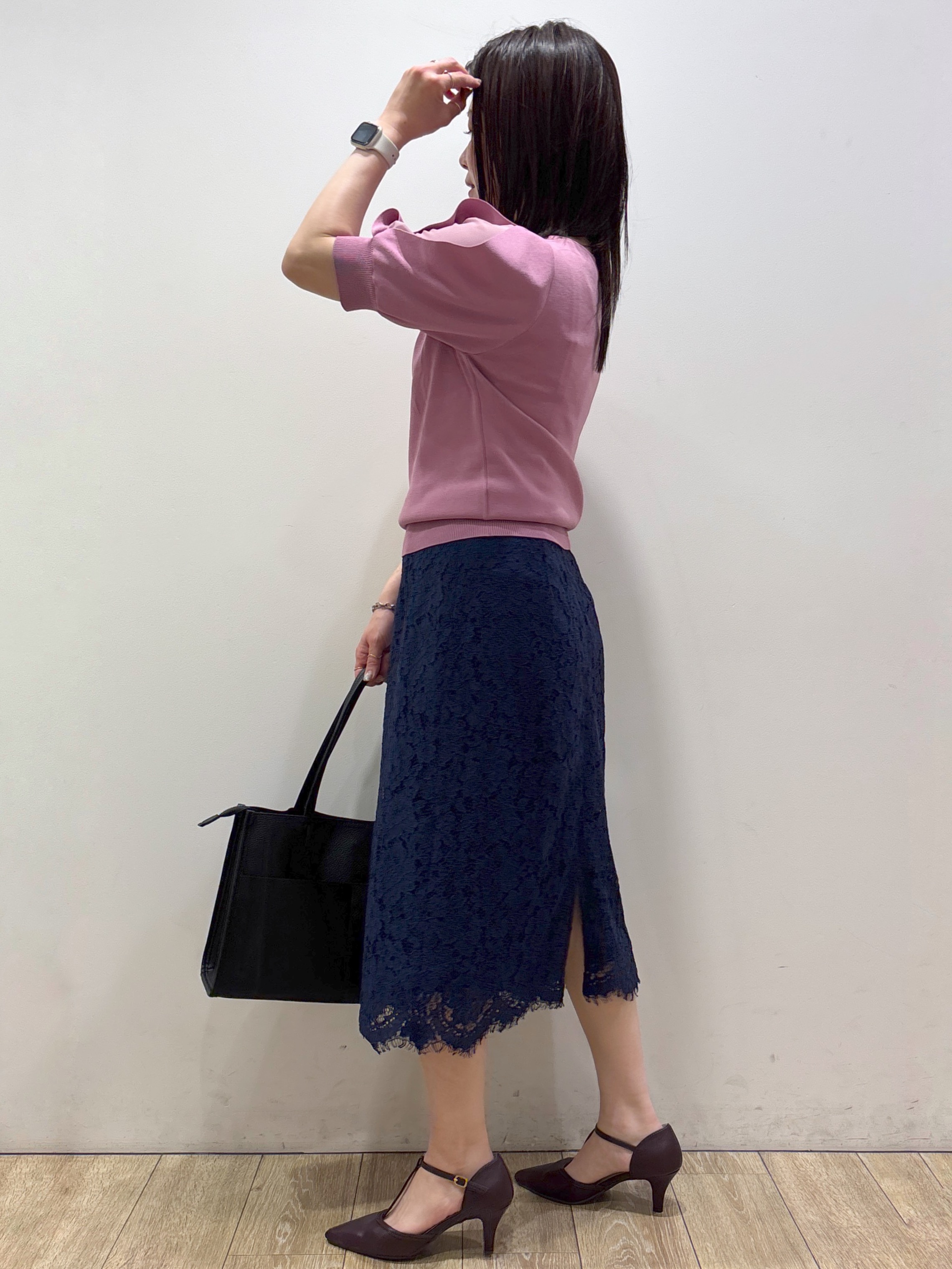 mameさんの「index｜【接触冷感】クールタッチラップスリーブニット《UVケア／洗濯機OK／XS～3L／9col》」を使ったコーディネート