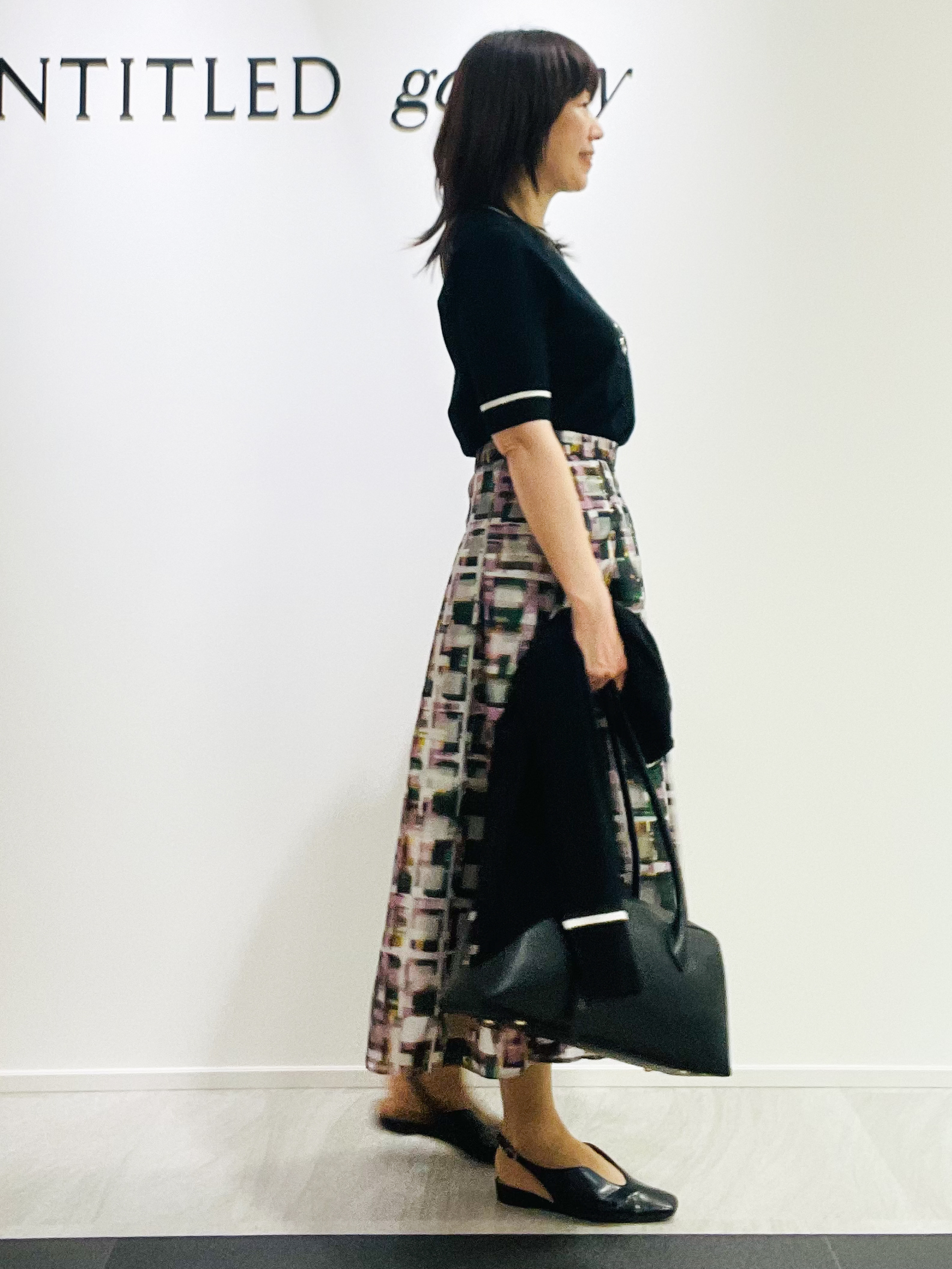 めいさんの「UNTITLED｜【アンサンブル可/上品な清涼感】コンパクト5分袖ニット」を使ったコーディネート
