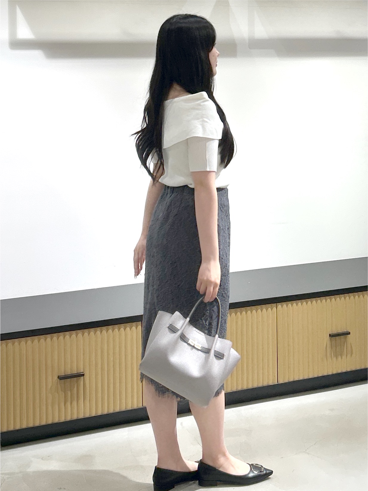 sayaさんの「OPAQUE.CLIP｜チェック編みケープリボンニット【洗濯機OK】」を使ったコーディネート