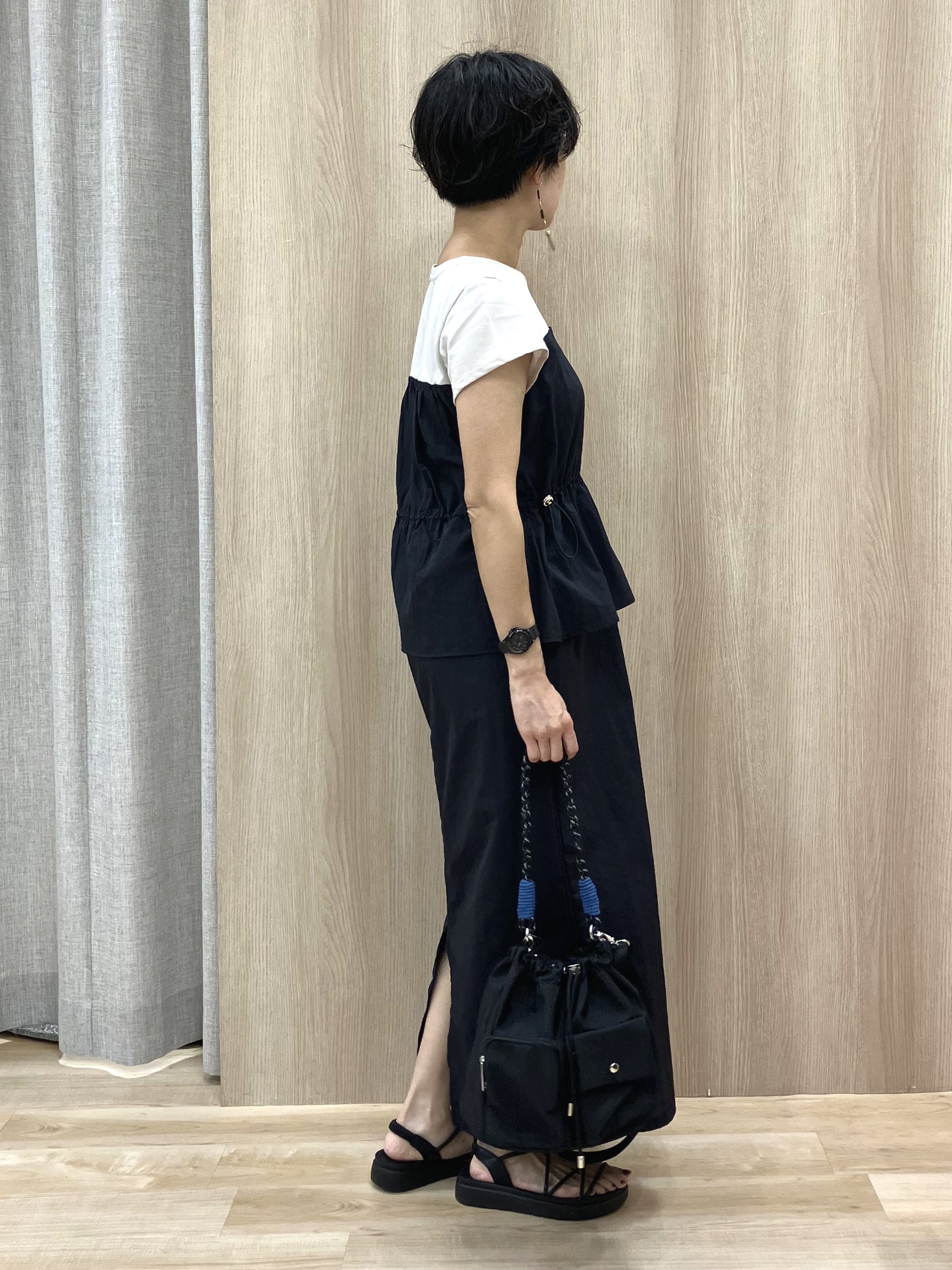 Keiさんの「grove｜【低身長さんも選べる着丈・洗濯機◎】1枚で旬顔！Tシャツドッキングドロストワンピース」を使ったコーディネート