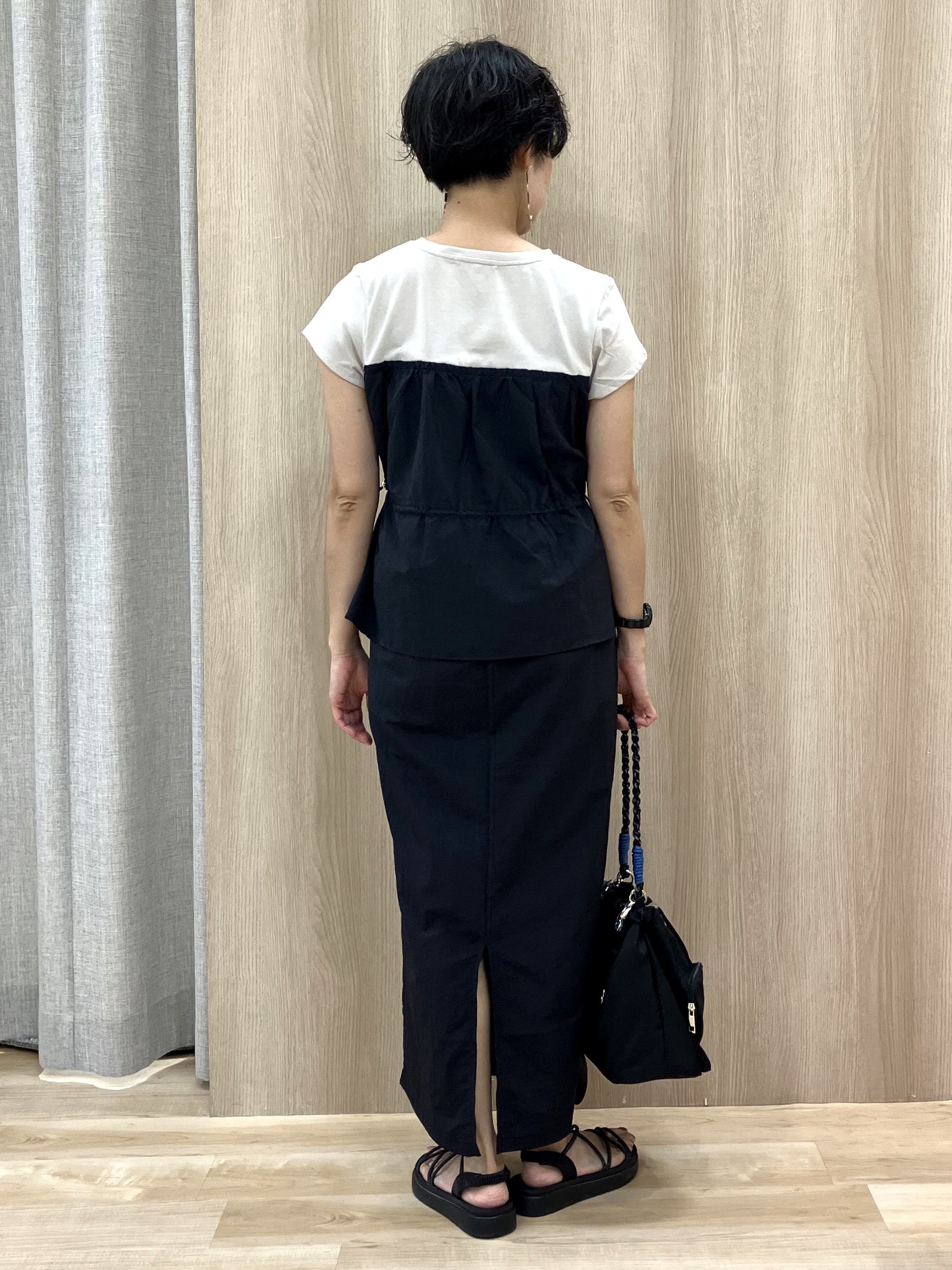 Keiさんの「grove｜【低身長さんも選べる着丈・洗濯機◎】1枚で旬顔！Tシャツドッキングドロストワンピース」を使ったコーディネート