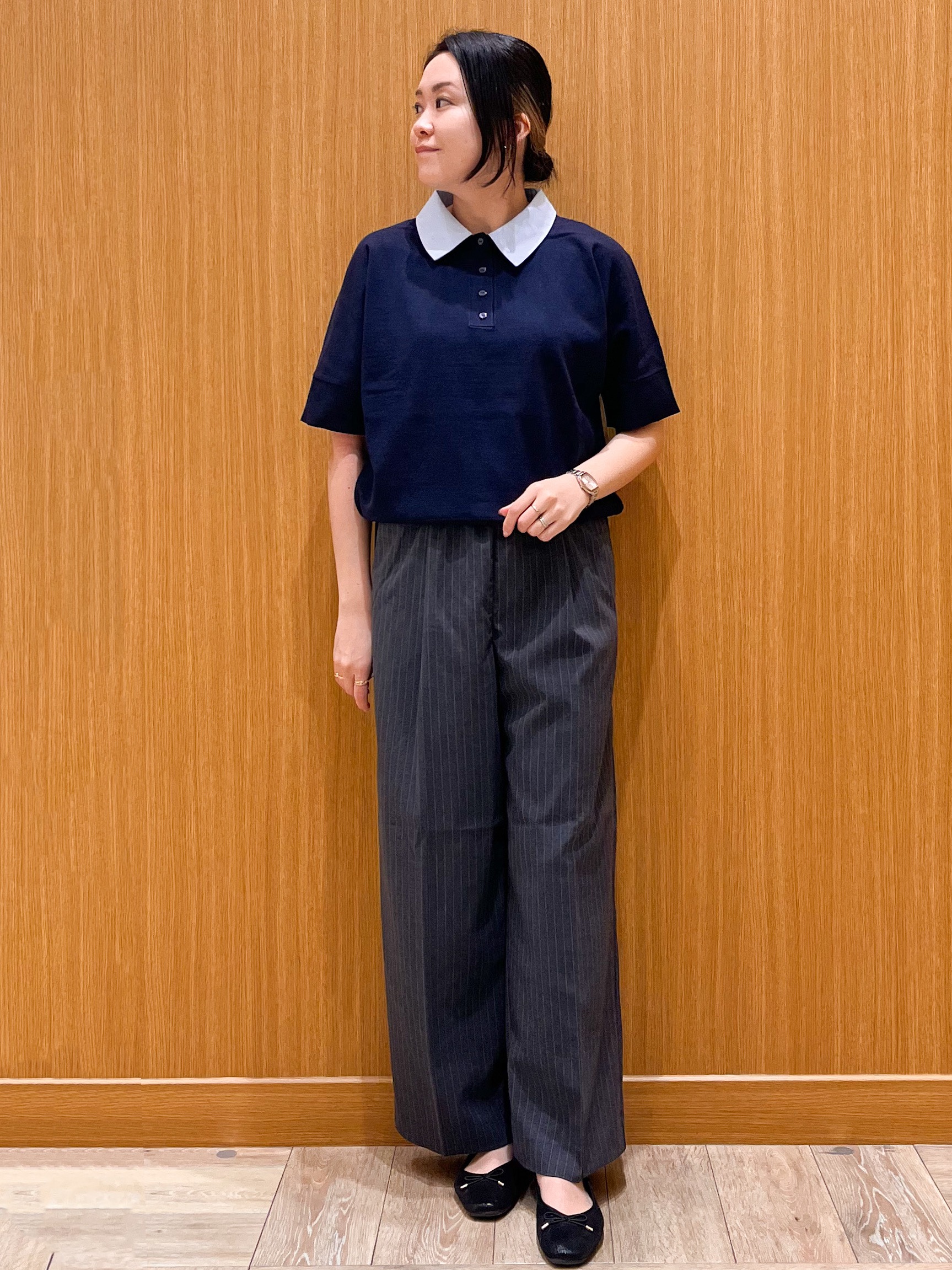 aさんの「OPAQUE.CLIP｜2WAY衿ドッキングニット《洗濯機OK》」を使ったコーディネート