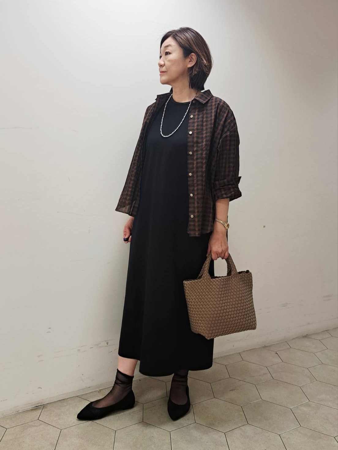 姉さんさんの「UNTITLED｜【接触冷感/UVカット/遮熱/抗菌防臭】ライトプレーティングワンピース」を使ったコーディネート