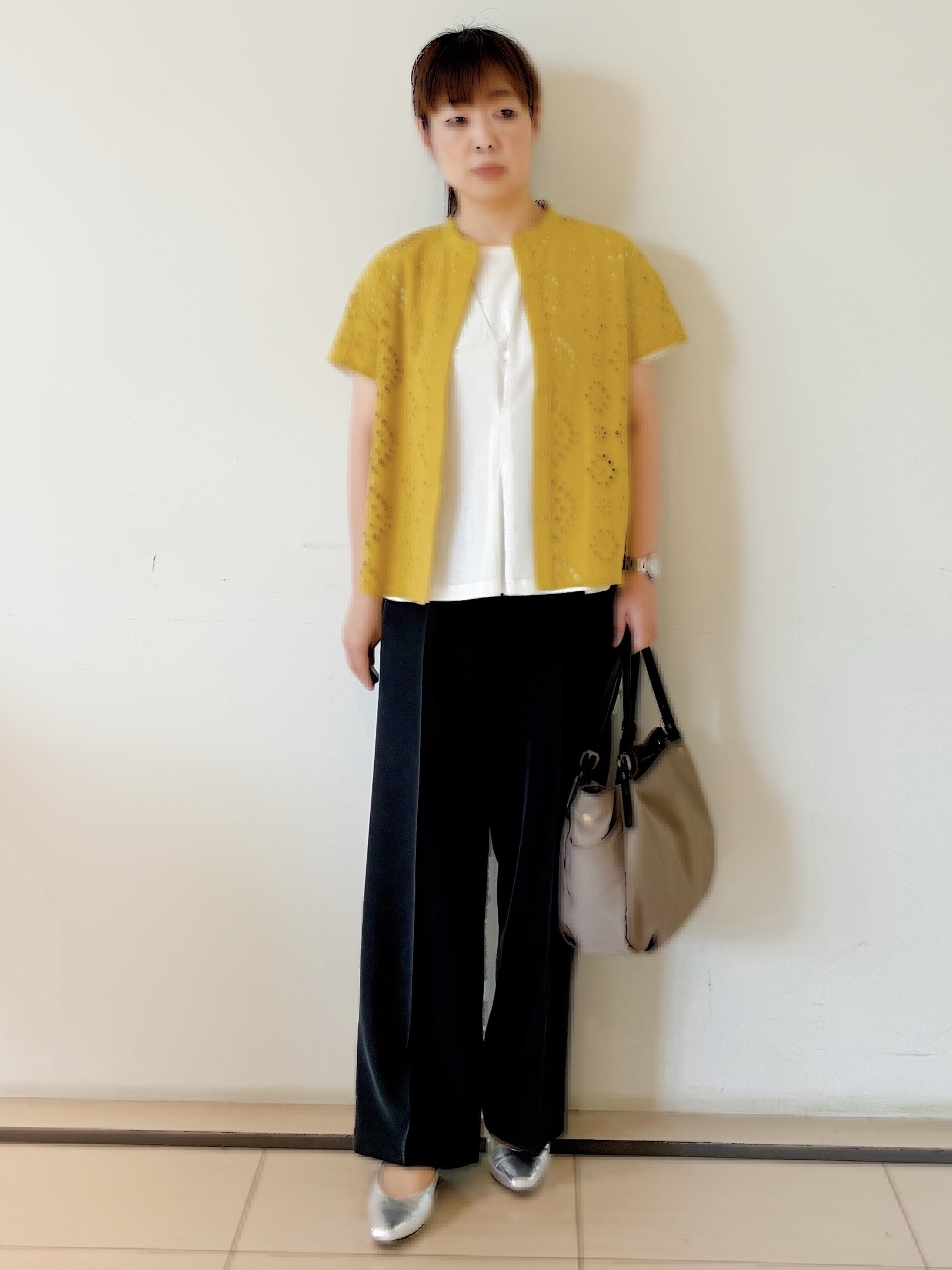 ひーさんの「Reflect｜【通勤◎】カットワーク刺繍レース シャツブラウス」を使ったコーディネート