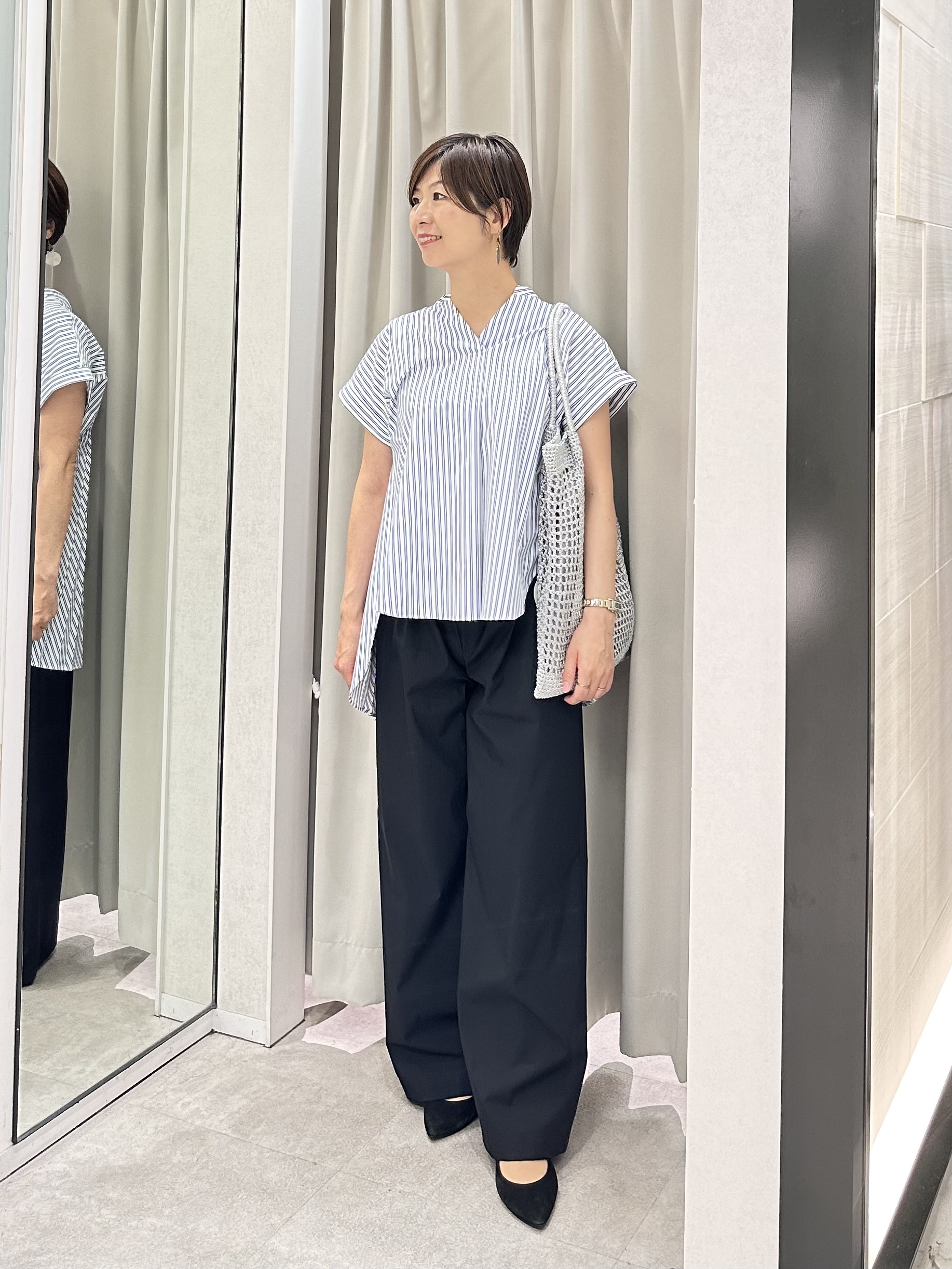 みなこさんの「UNTITLED｜【吸水速乾/接触冷感】バックプリーツデザインブラウス」を使ったコーディネート