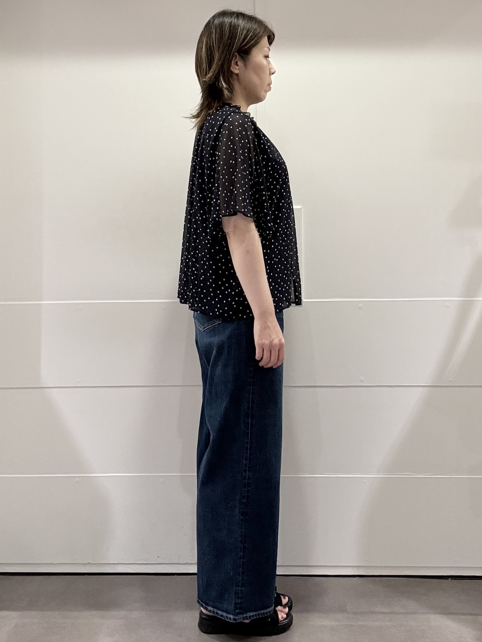 mamiさんの「Reflect｜【セットアップ／手洗い可】ドット柄シアーブラウス」を使ったコーディネート