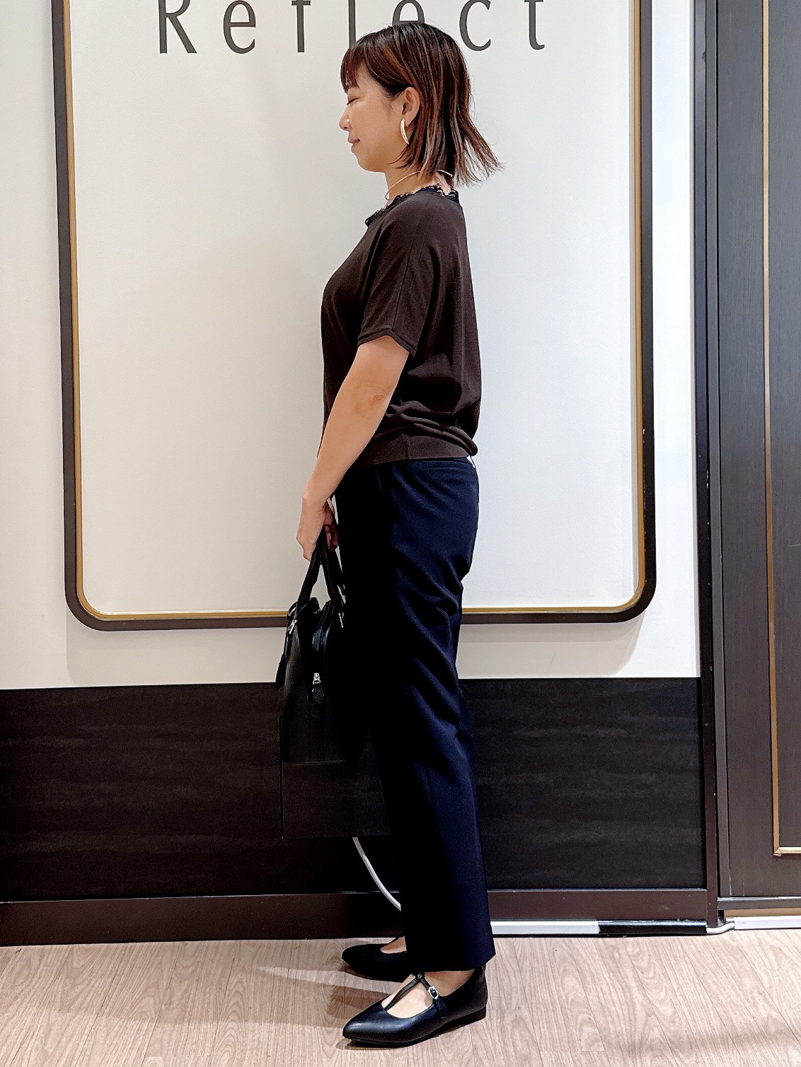 nekoさんの「Reflect｜【二の腕カバー／手洗い可】ネックレース フレンチスリーブニット」を使ったコーディネート