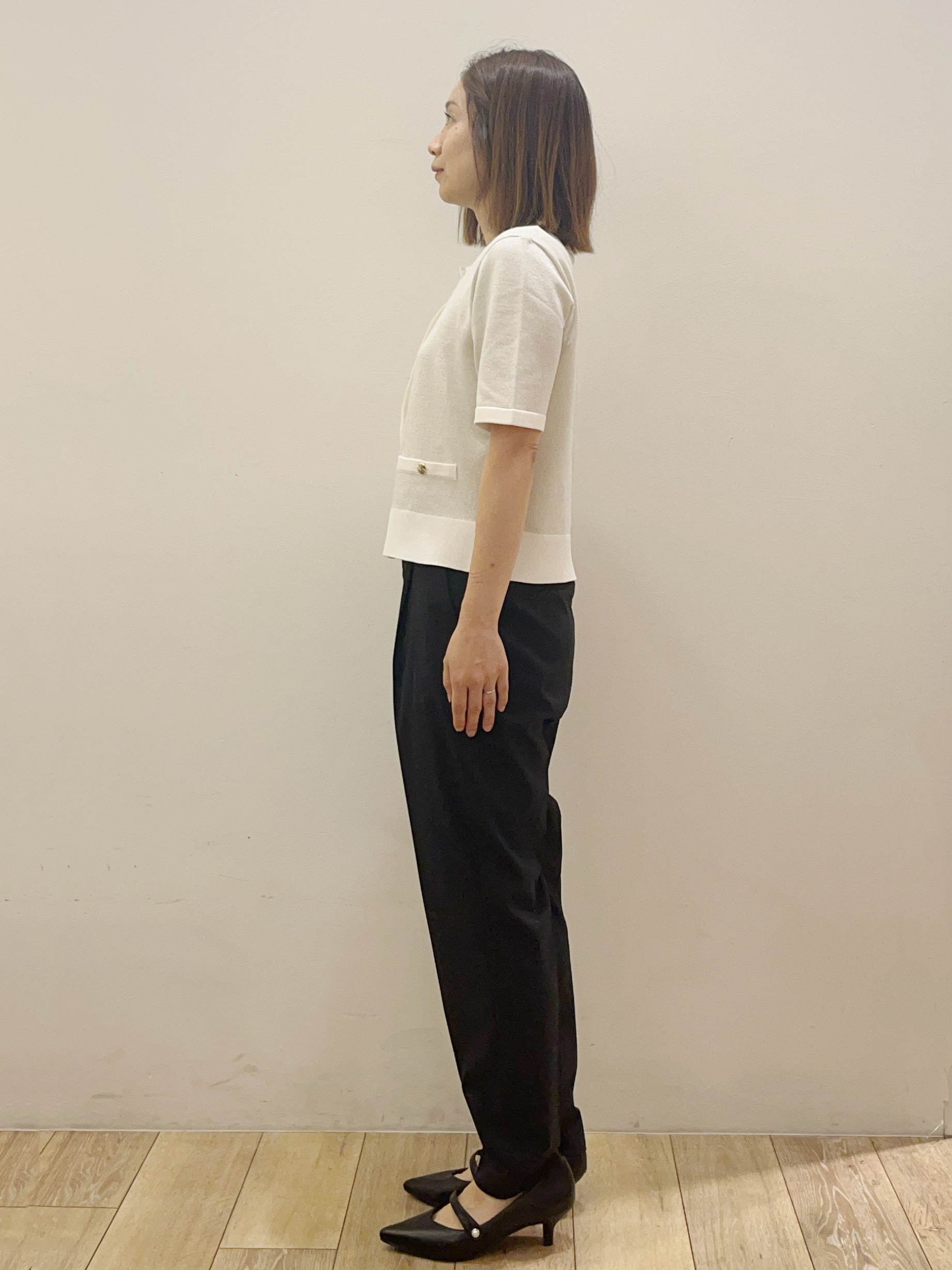 kcさんの「OPAQUE.CLIP｜ラメアソートバイカラー半袖カーディガン【洗濯機OK】」を使ったコーディネート
