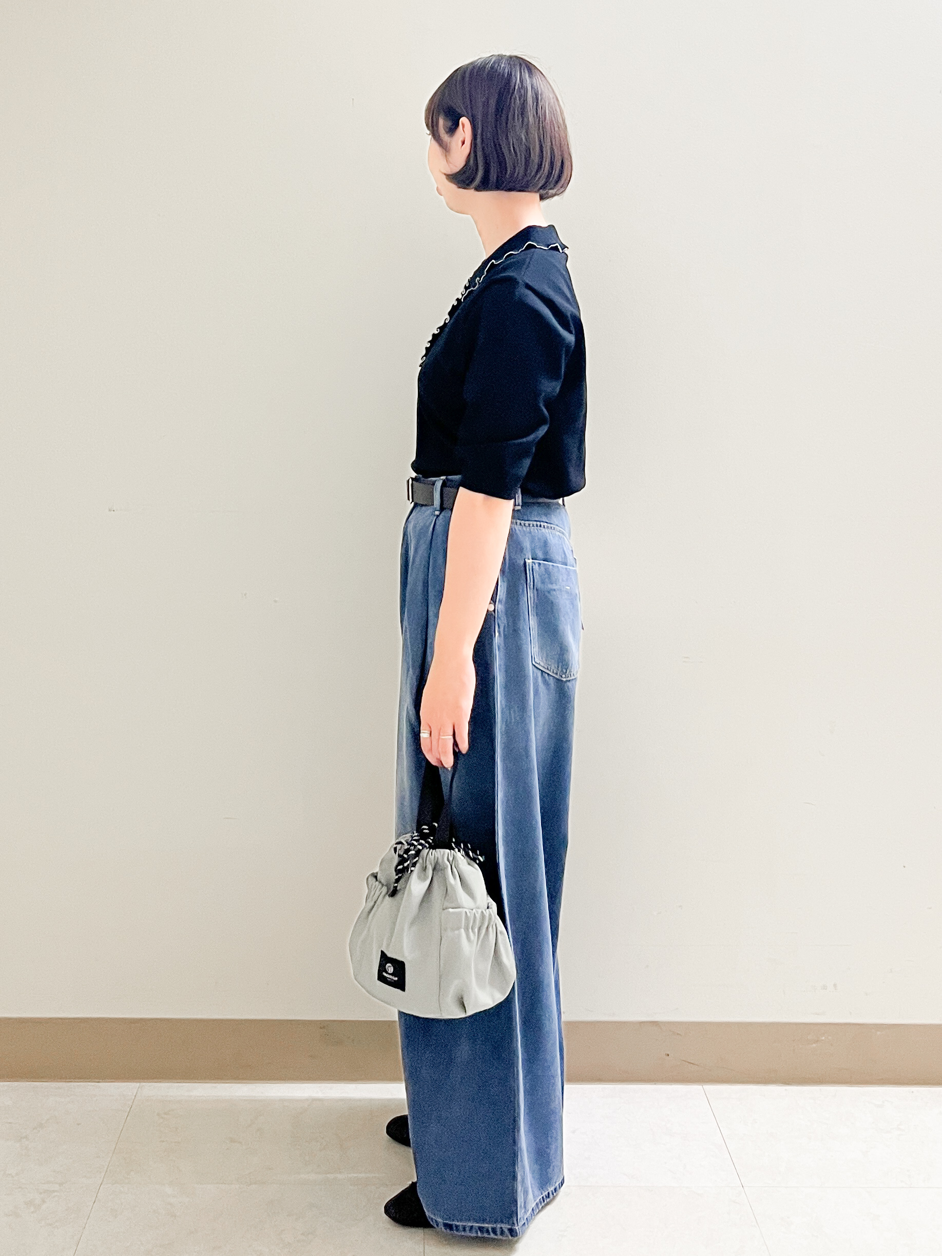 あかねさんの「OPAQUE.CLIP｜タックワイドデニムパンツ【洗濯機OK】」を使ったコーディネート