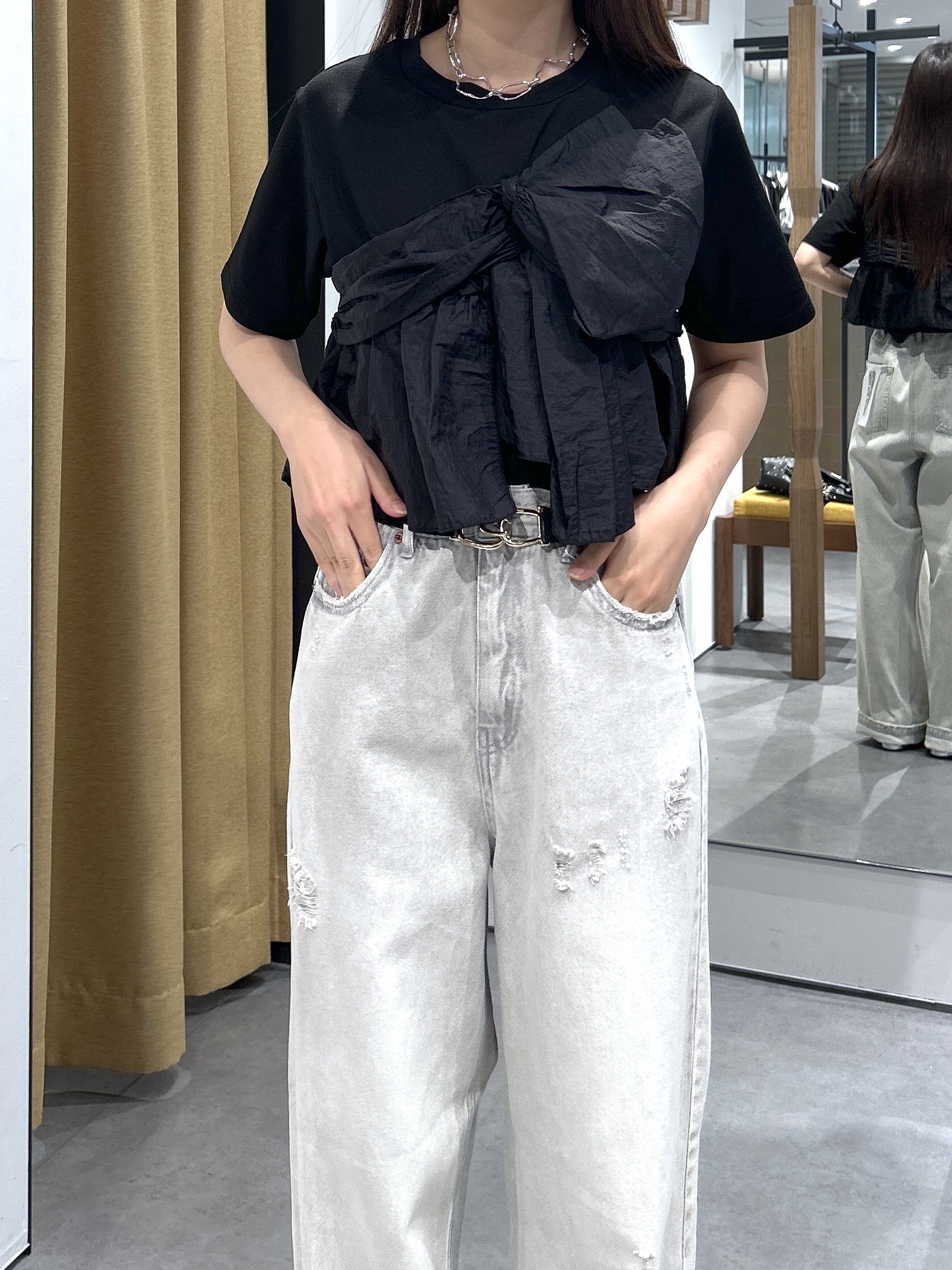 Renoさんの「INDIVI｜ツイストドッキングTシャツ」を使ったコーディネート