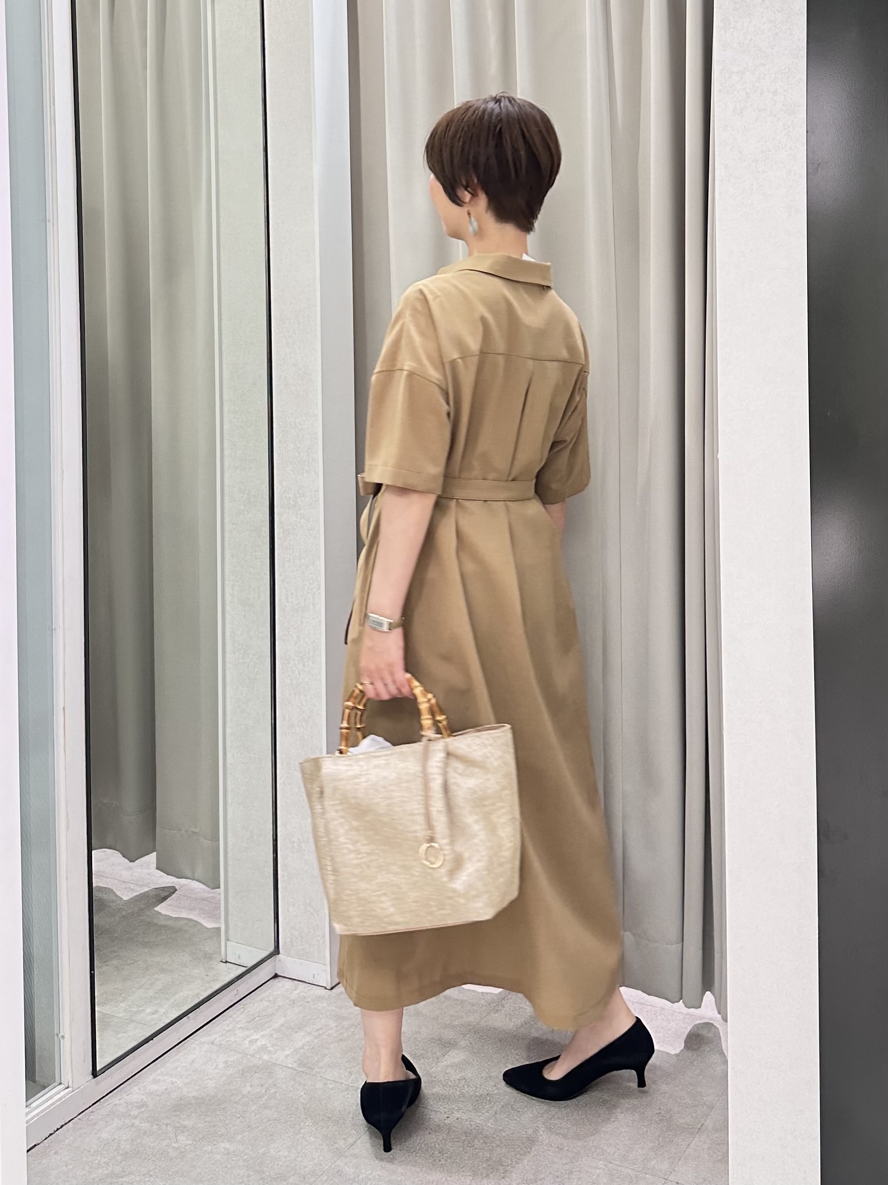 みなこさんの「UNTITLED｜【セットアップ可/UVカット/接触冷感】エアリークールドロストシャツ」を使ったコーディネート