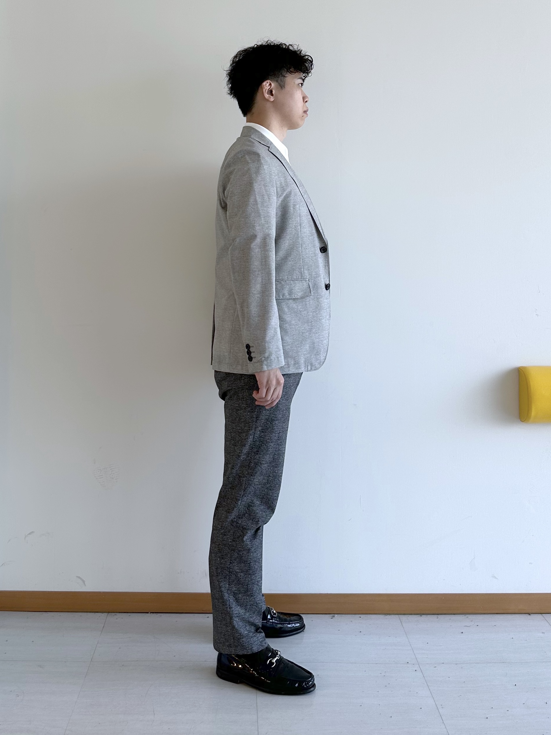 イッシーさんの「TAKEO KIKUCHI｜【抗菌防臭】COOL DOTS（R）ドビープリント ジャケット」を使ったコーディネート