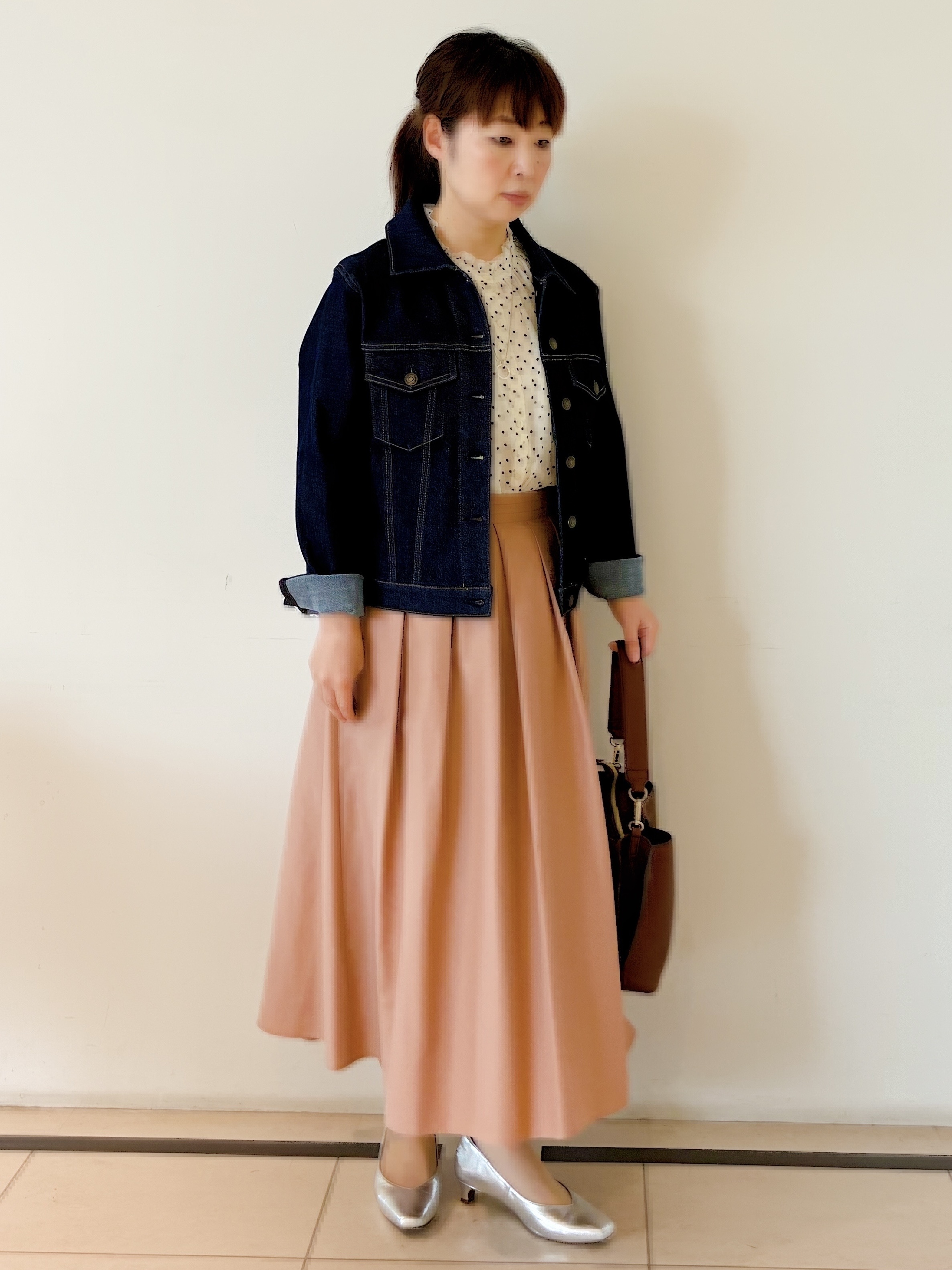 ひーさんの「Reflect｜【セットアップ／手洗い可】ドット柄シアーブラウス」を使ったコーディネート