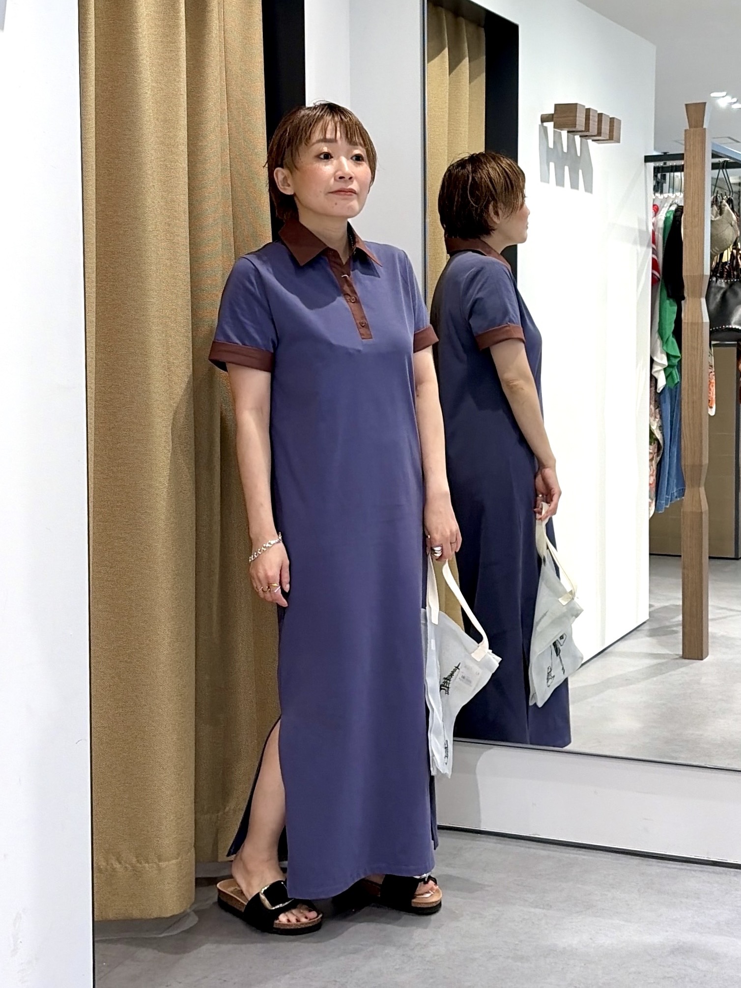 mari_831さんの「INDIVI｜ポロ衿カットソーワンピ―ス」を使ったコーディネート
