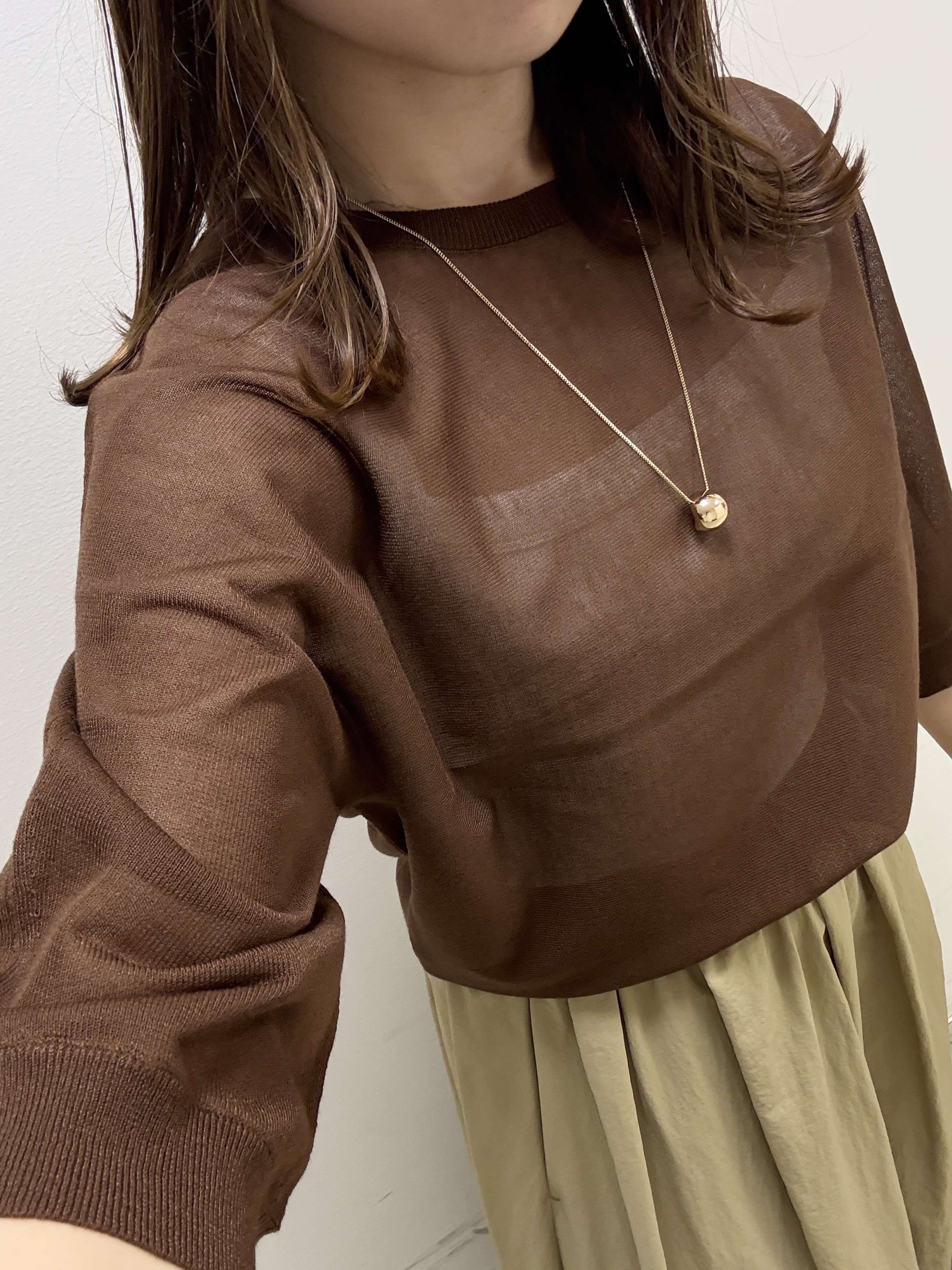 kahoさんの「INDIVI｜【体型カバー／洗える】シアードルマンニット」を使ったコーディネート