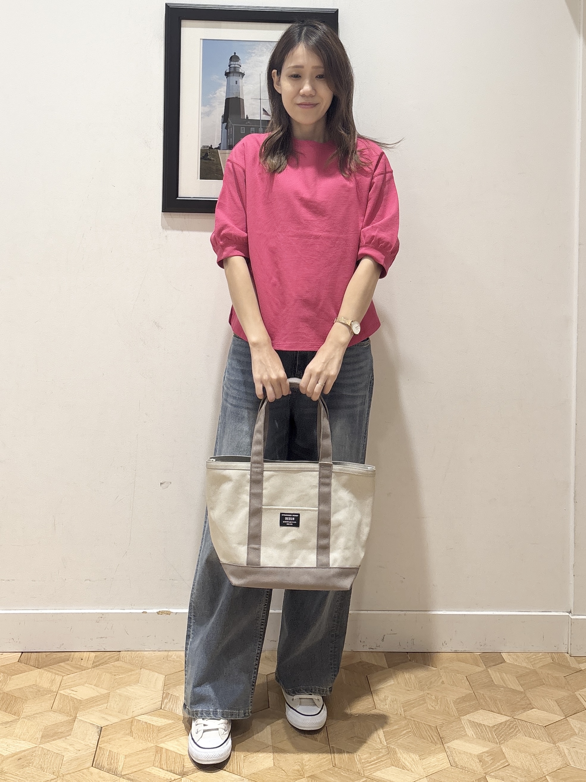 YUMIさんの「Dessin｜バックヘンリーカットソー5分袖」を使ったコーディネート