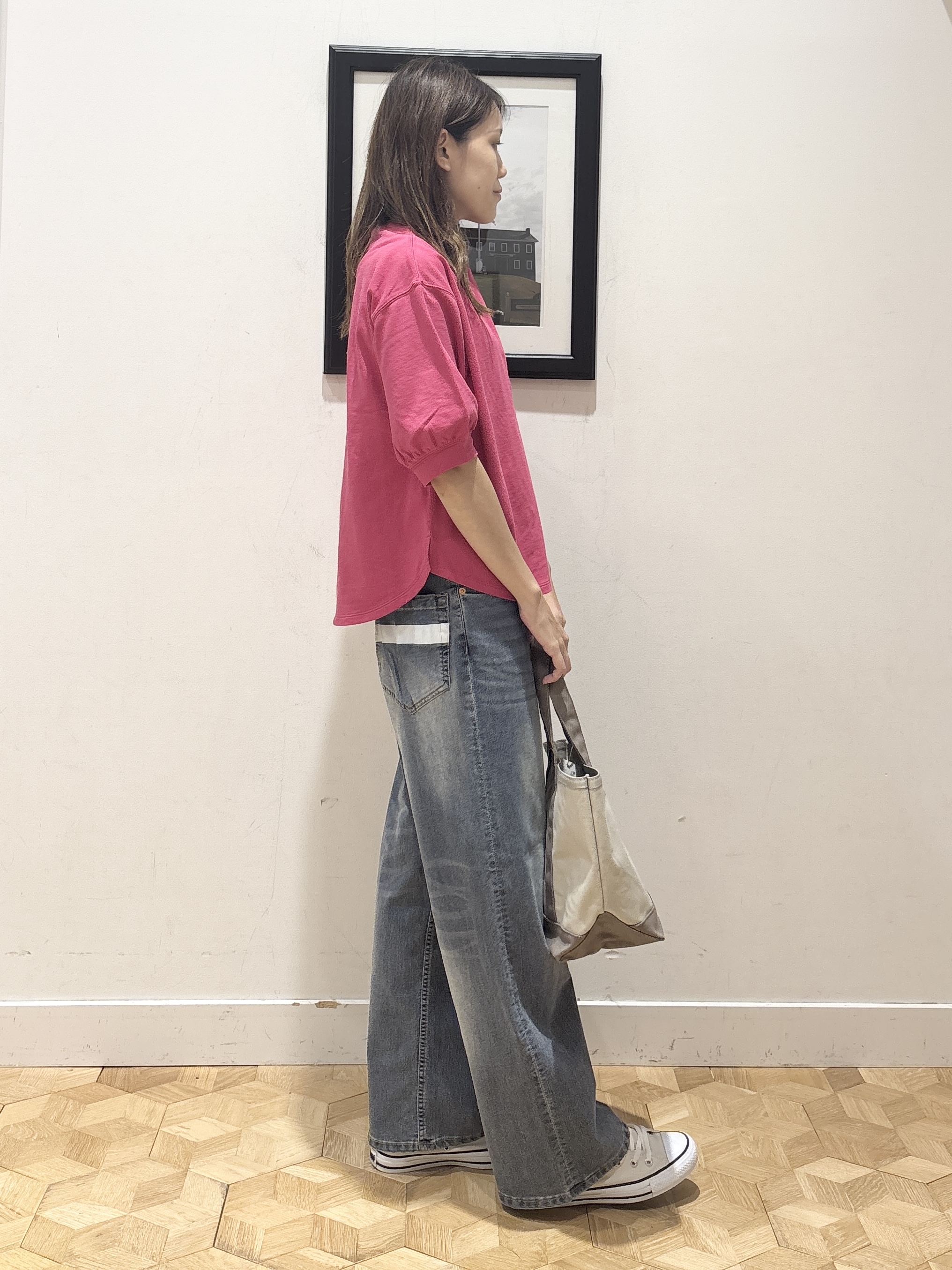 YUMIさんの「Dessin｜バックヘンリーカットソー5分袖」を使ったコーディネート