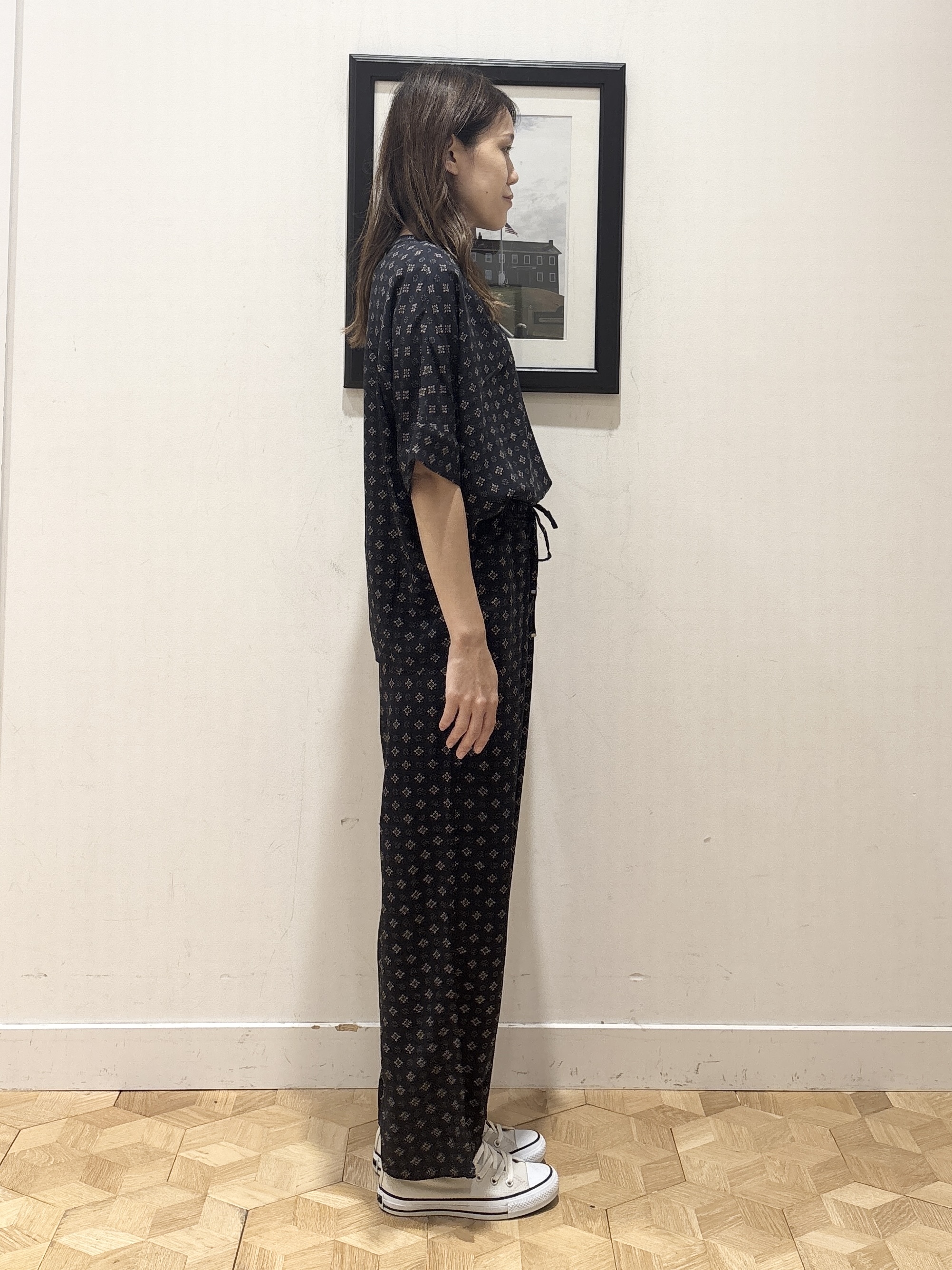YUMIさんの「Dessin｜【セットアップ可】小紋柄プリント スキッパーシャツ」を使ったコーディネート
