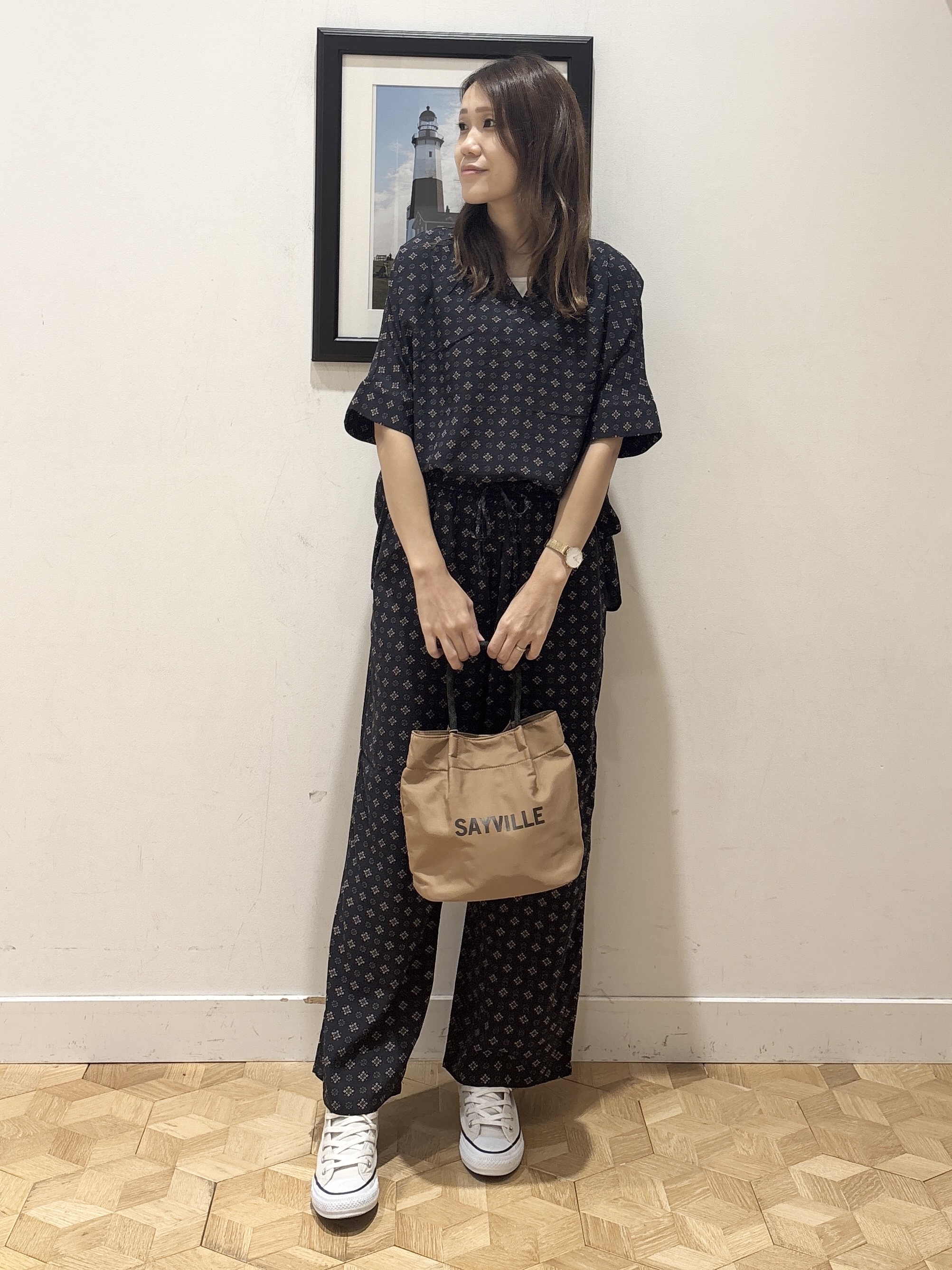 YUMIさんの「Dessin｜【セットアップ可】小紋柄プリント スキッパーシャツ」を使ったコーディネート