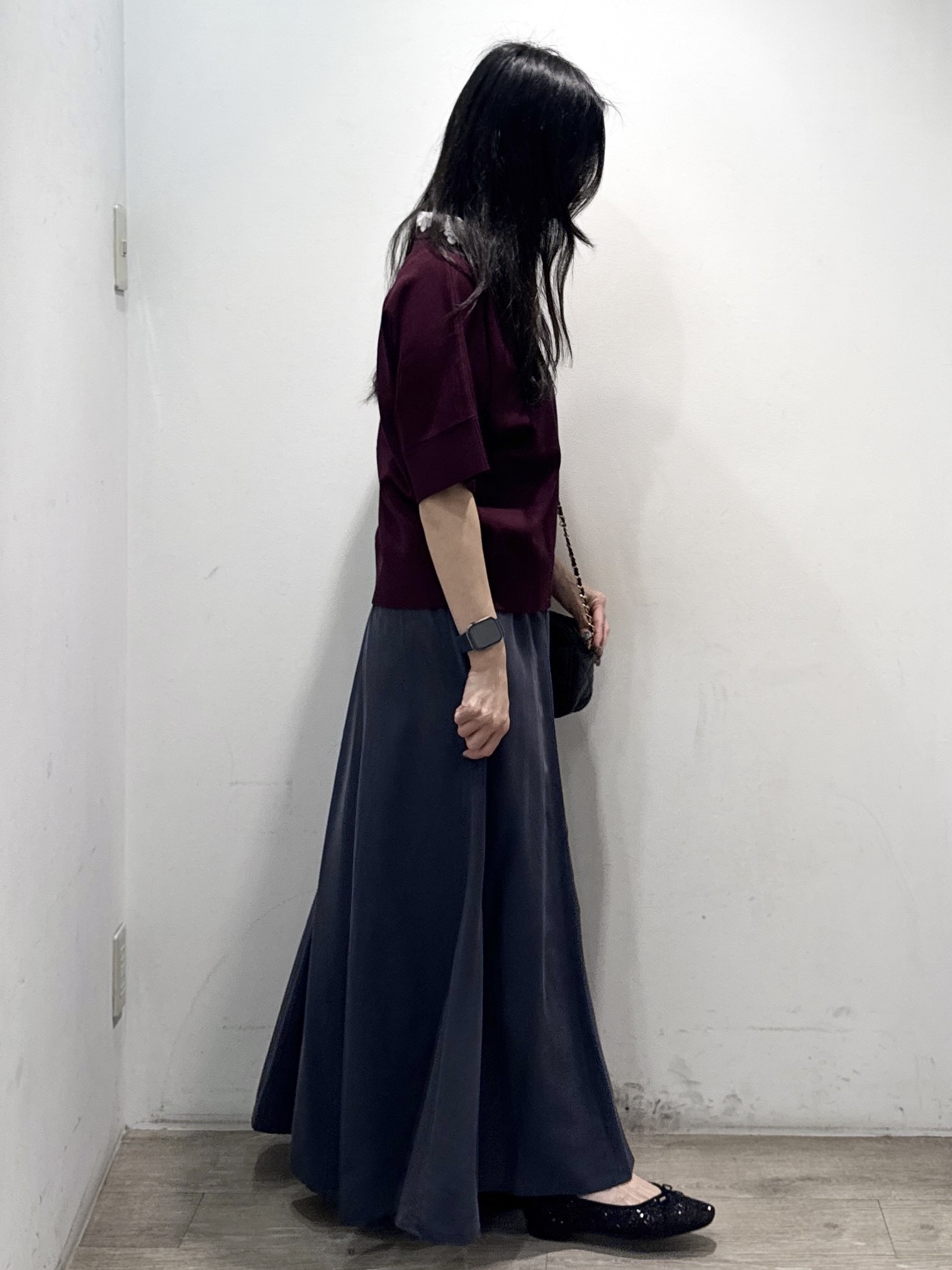 yuicciさんの「OPAQUE.CLIP｜【接触冷感】サテンイージーフレアスカート《洗濯機OK》」を使ったコーディネート