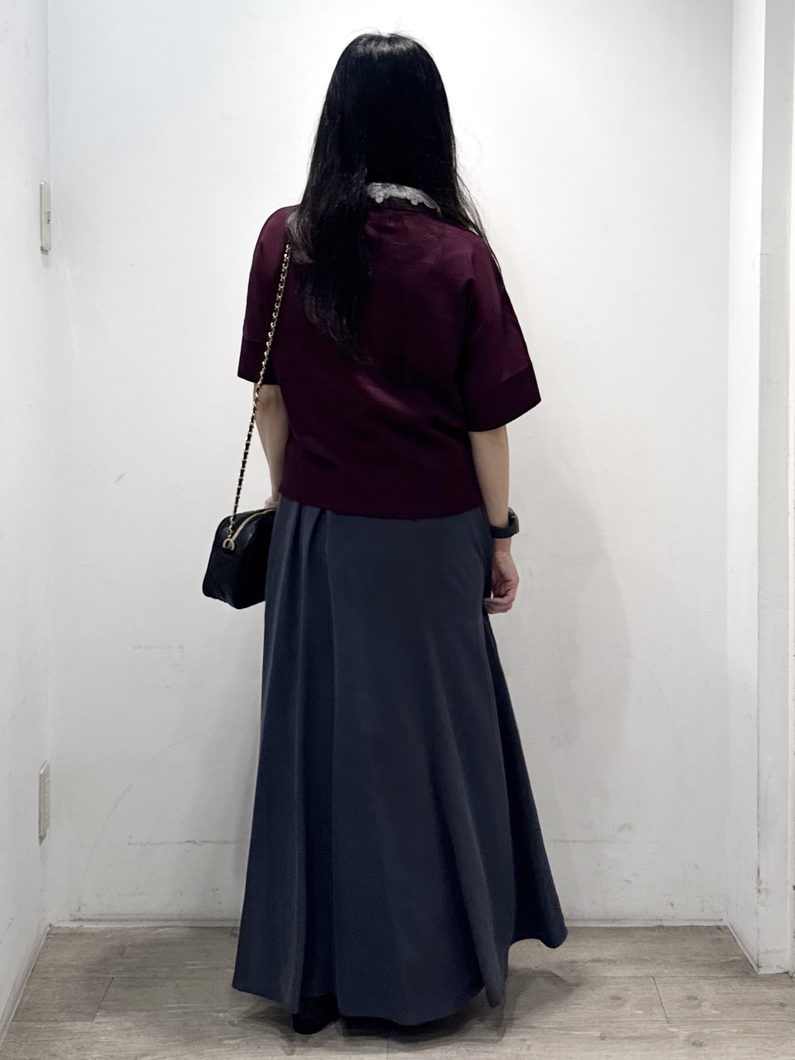 yuicciさんの「OPAQUE.CLIP｜【接触冷感】サテンイージーフレアスカート《洗濯機OK》」を使ったコーディネート