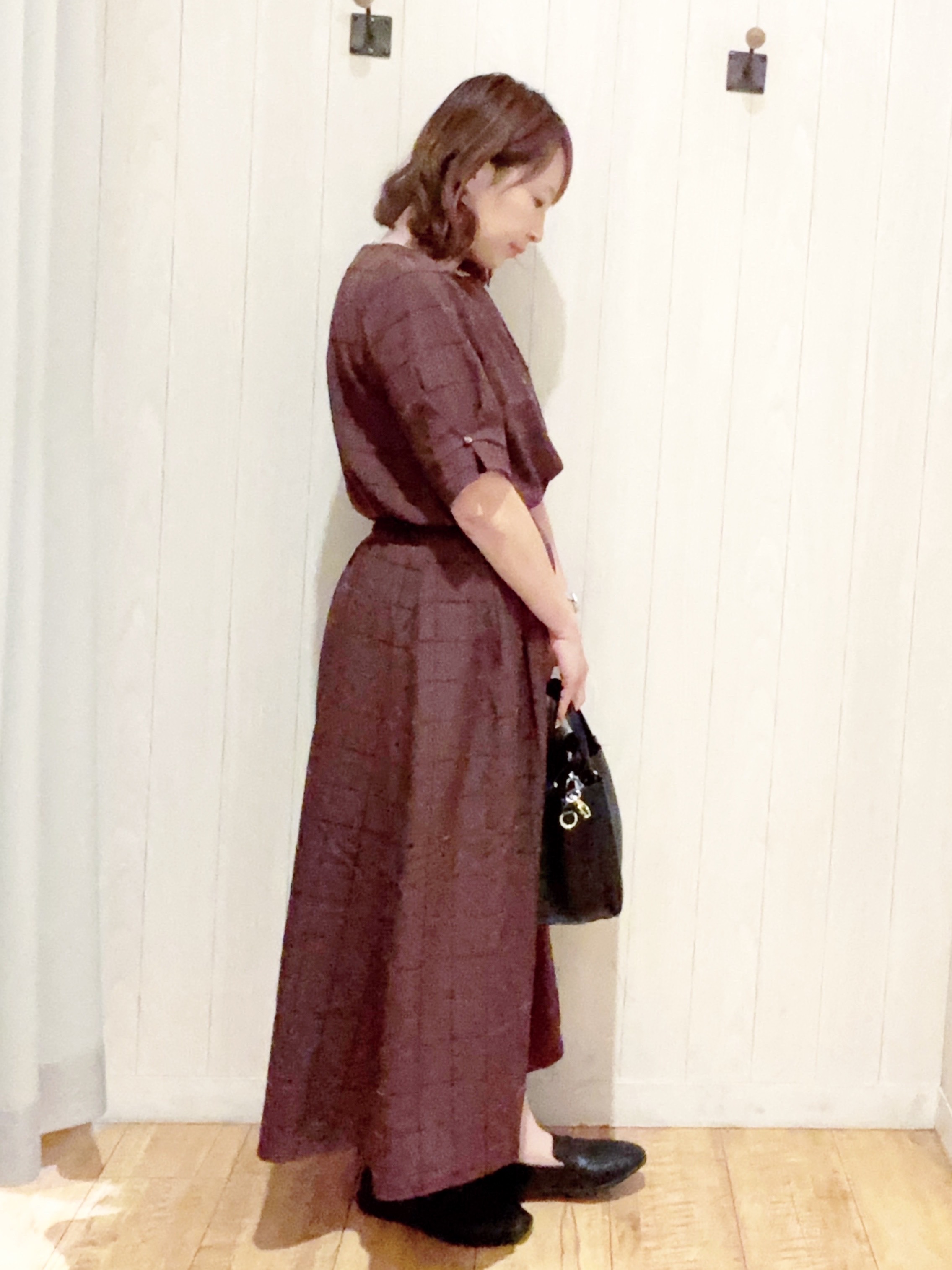 あいこさんの「SHOO･LA･RUE｜【セットアップ可/S-LL】モールチェックで上品に タックスリーブ ブラウス」を使ったコーディネート