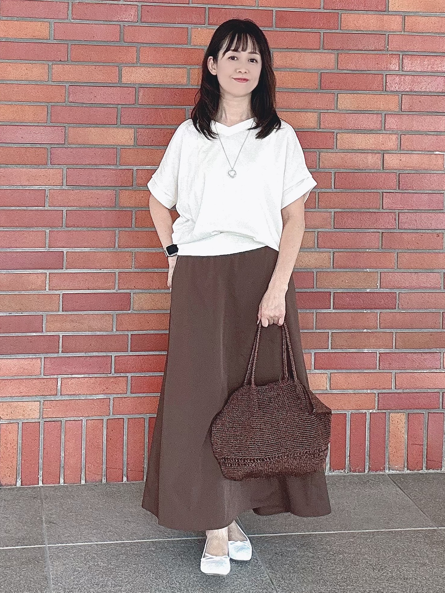 makiさんの「UNTITLED｜【肌に張りつきにくい/前後2WAY】ドライタッチコットンプルオーバー」を使ったコーディネート