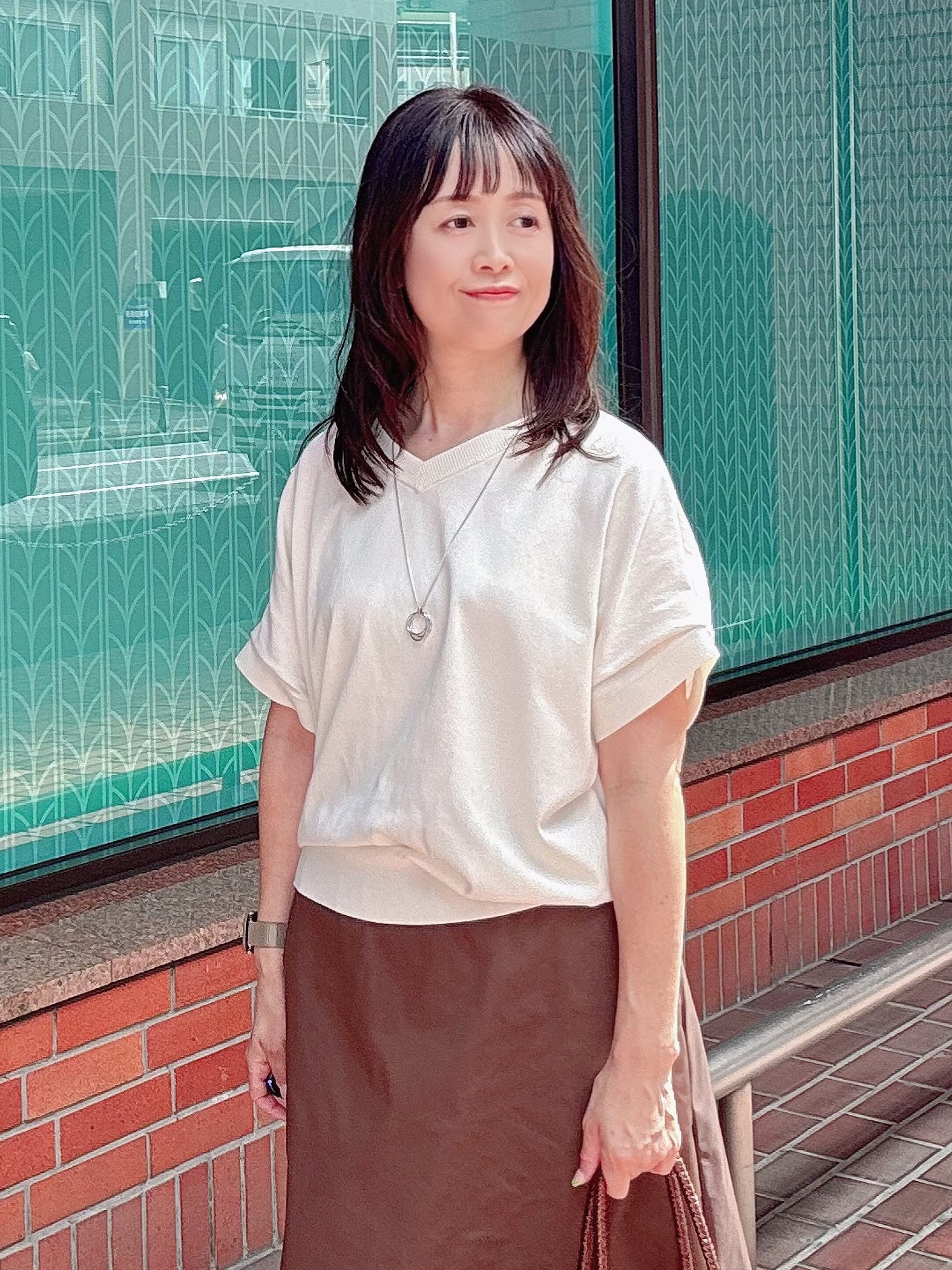 makiさんの「UNTITLED｜【肌に張りつきにくい/前後2WAY】ドライタッチコットンプルオーバー」を使ったコーディネート
