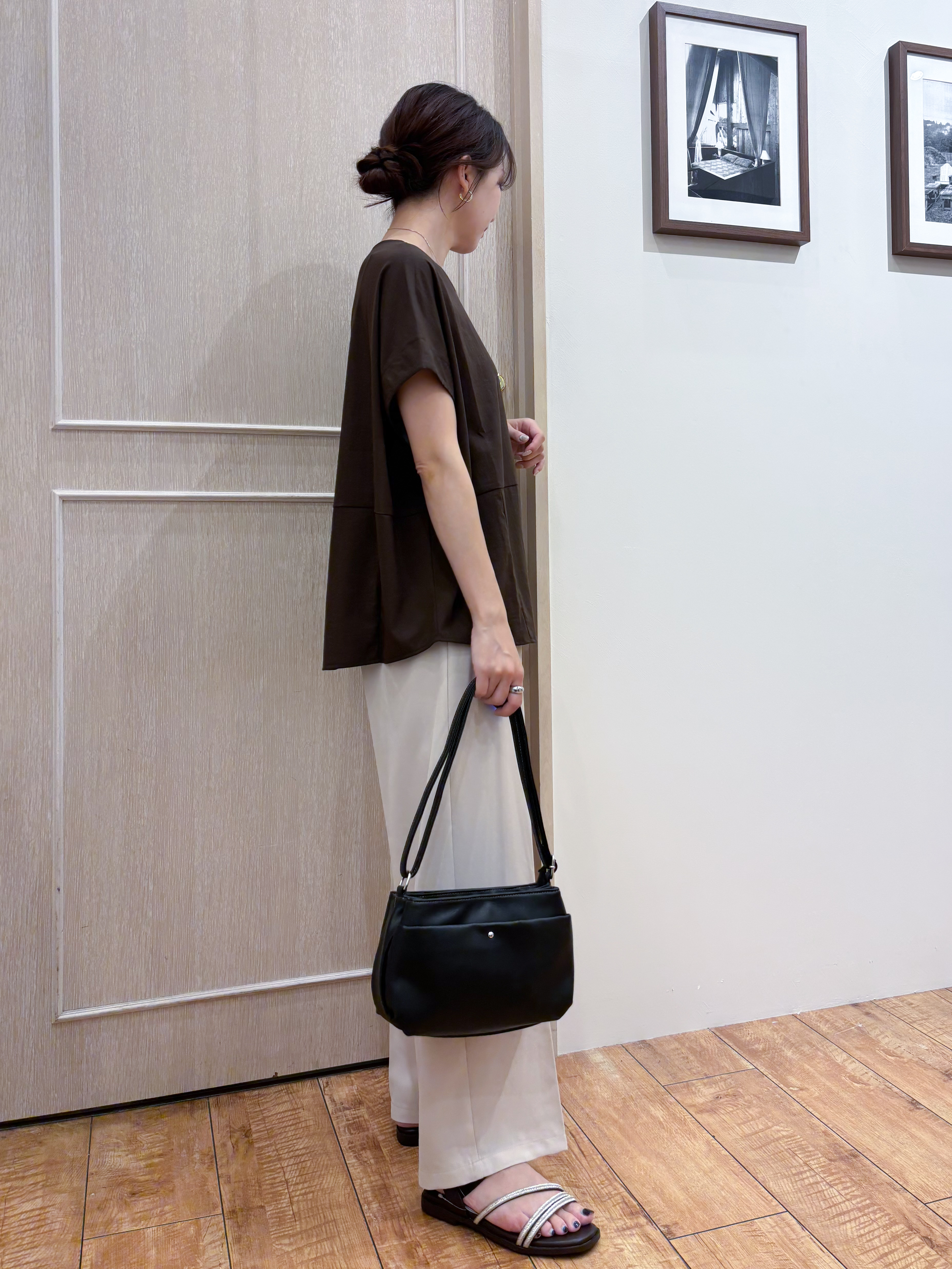 なみさんの「SHOO･LA･RUE｜【洗濯機可/セットアップ可】軽凛(かろりん) シンプル上品 ひんやり切替コクーントップス」を使ったコーディネート