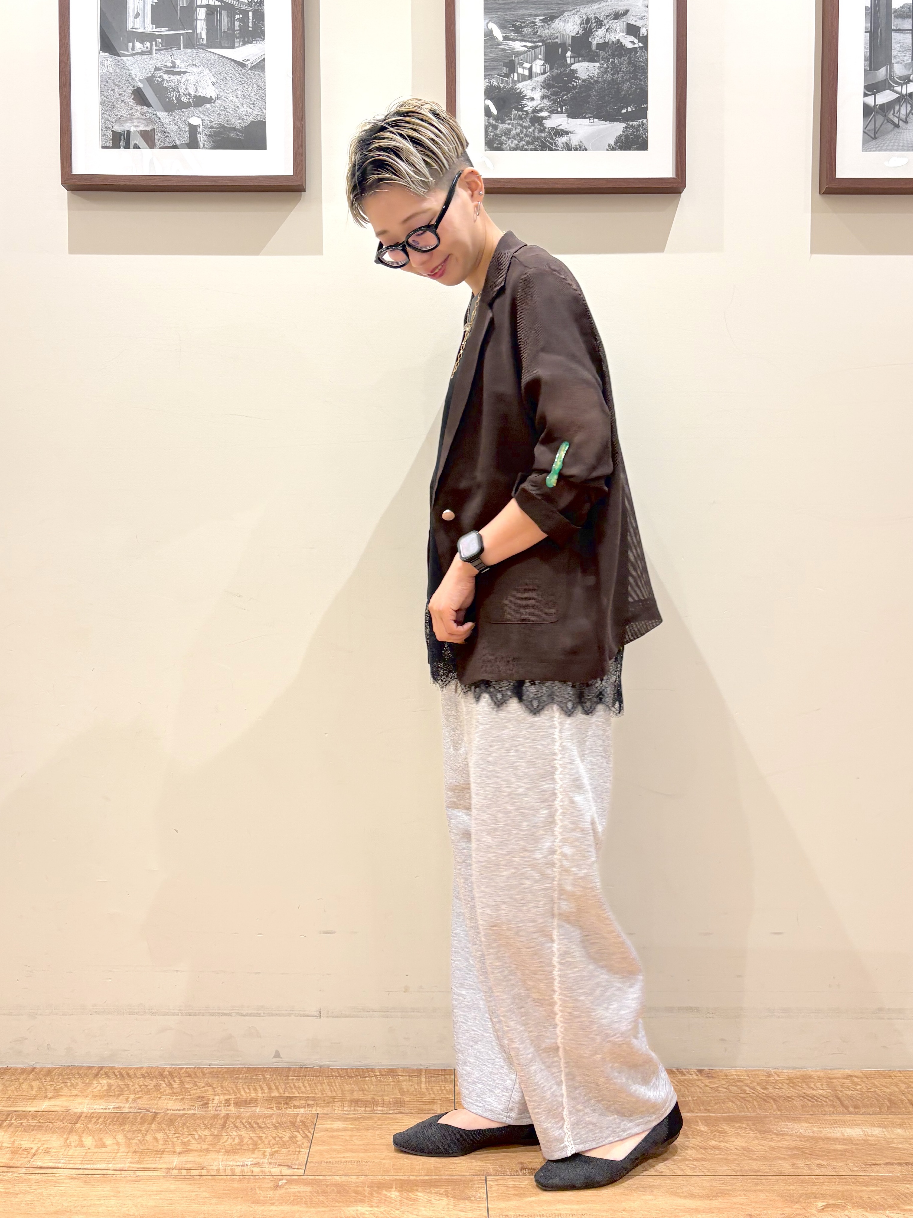 Ayumiさんの「SHOO･LA･RUE｜【通気性〇/セットアップ可/S-LL/洗濯機可】紫外線対策にも メッシュテーラードジャケット」を使ったコーディネート