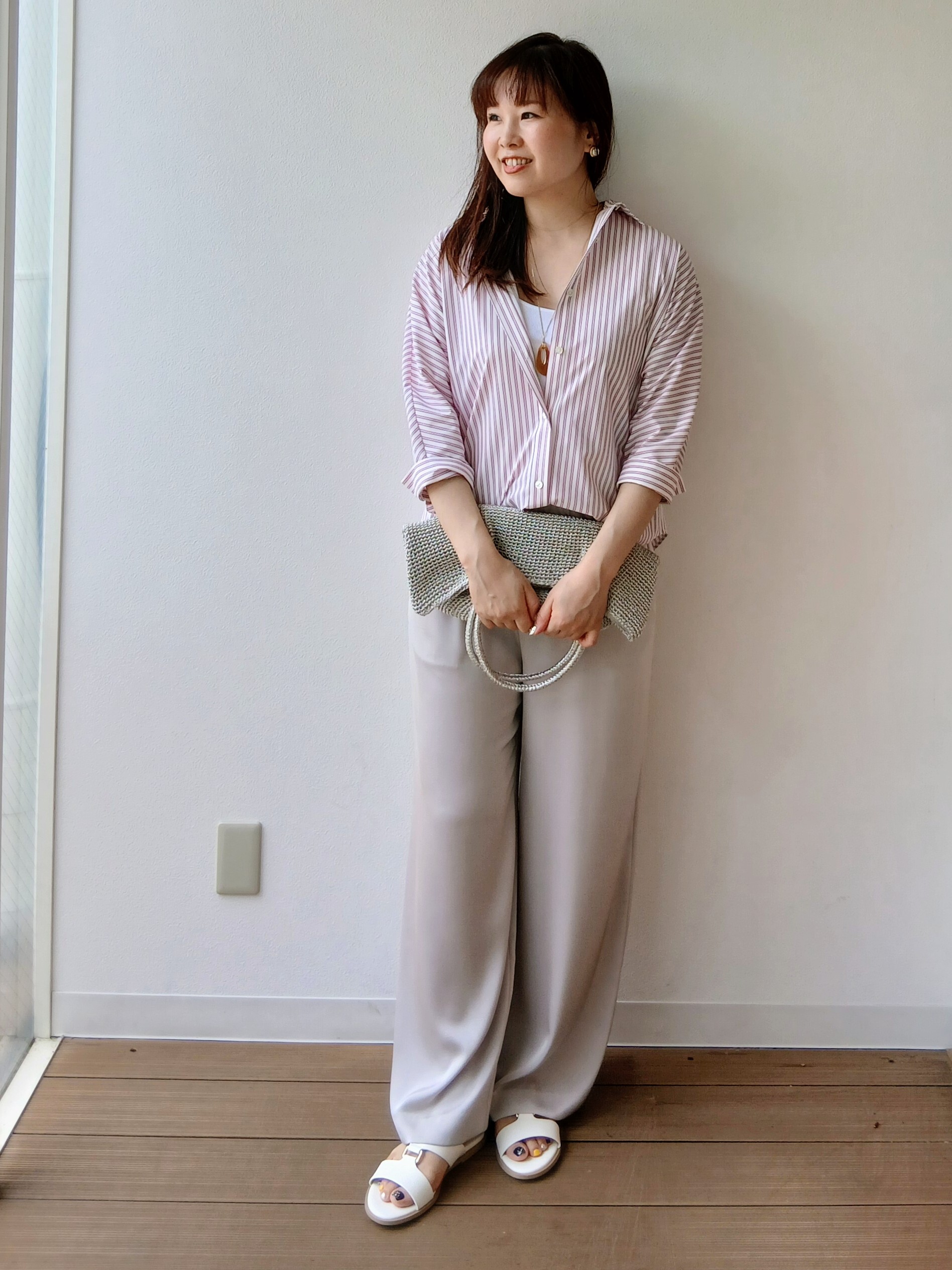 なみきさんの「UNTITLED｜【接触冷感/吸水速乾/UVカット】ドルマンスリーブシャツ」を使ったコーディネート