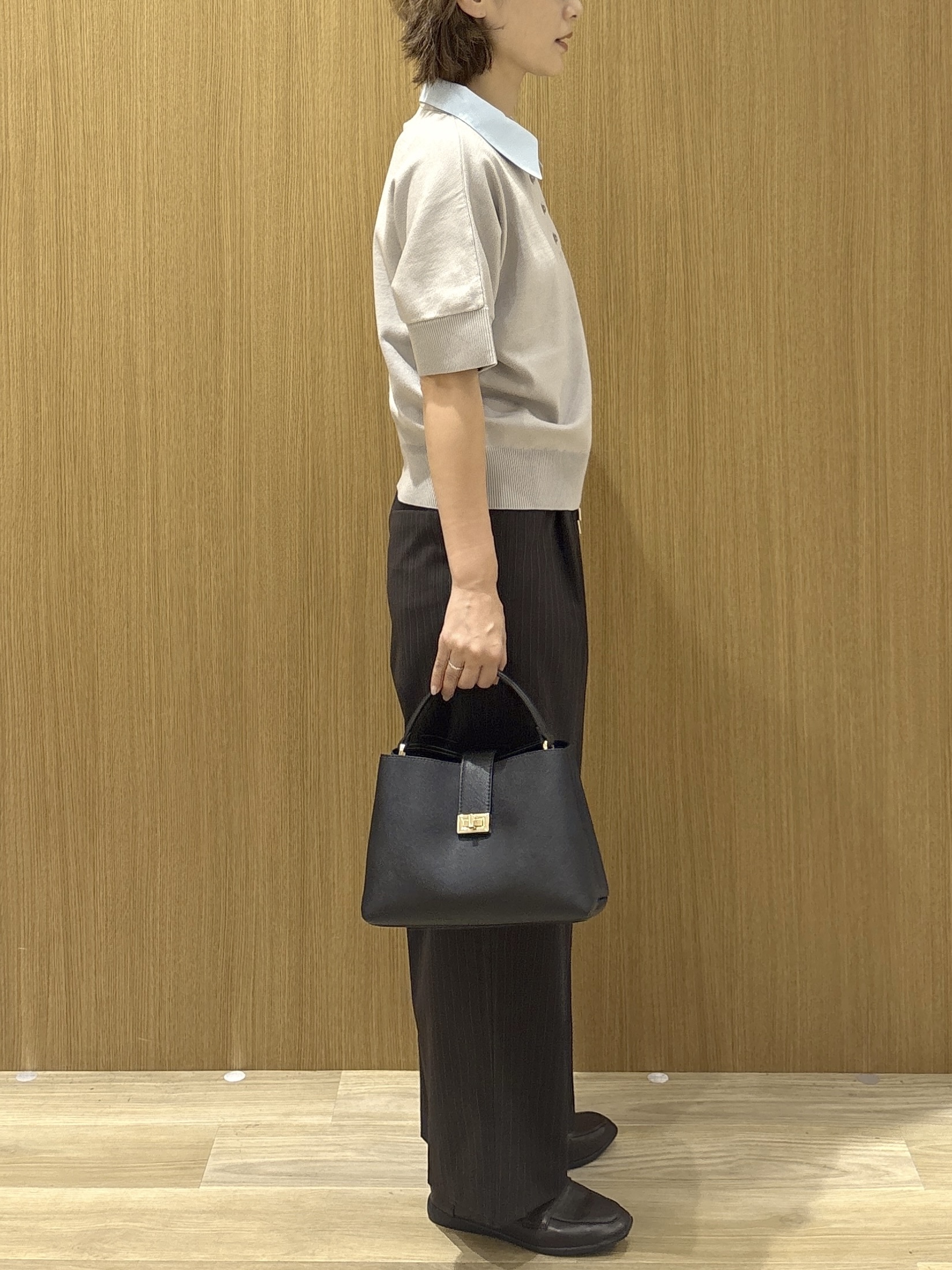 たけねぇさんの「OPAQUE.CLIP｜2WAY衿ドッキングニット《洗濯機OK》」を使ったコーディネート