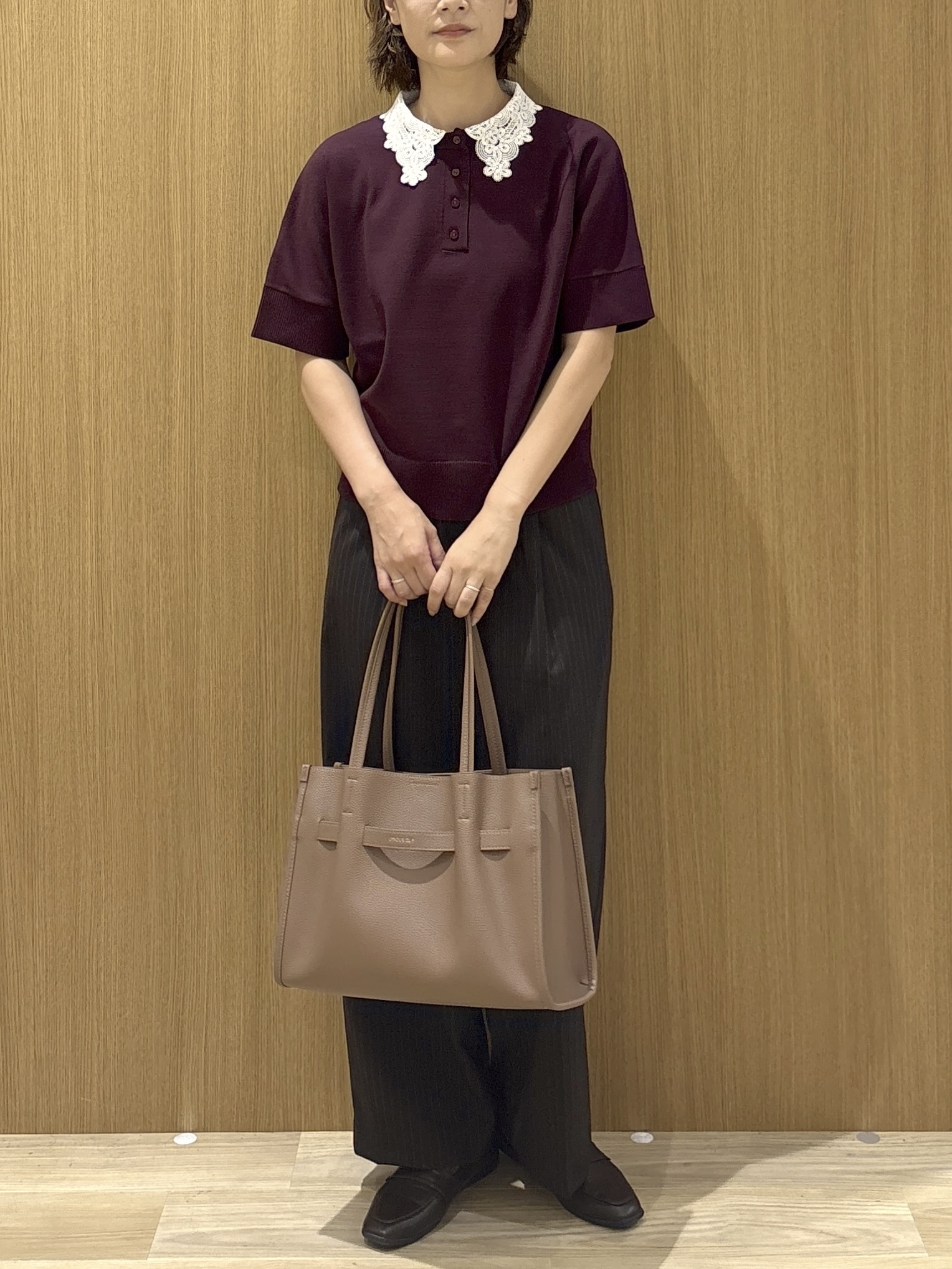たけねぇさんの「OPAQUE.CLIP｜2WAY衿ドッキングニット《洗濯機OK》」を使ったコーディネート