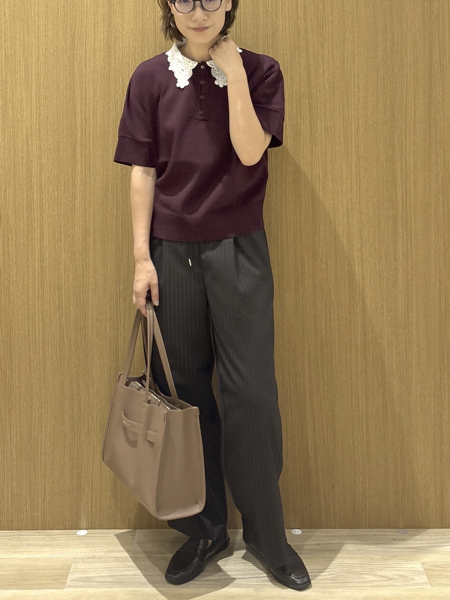 たけねぇさんの「OPAQUE.CLIP｜2WAY衿ドッキングニット《洗濯機OK》」を使ったコーディネート