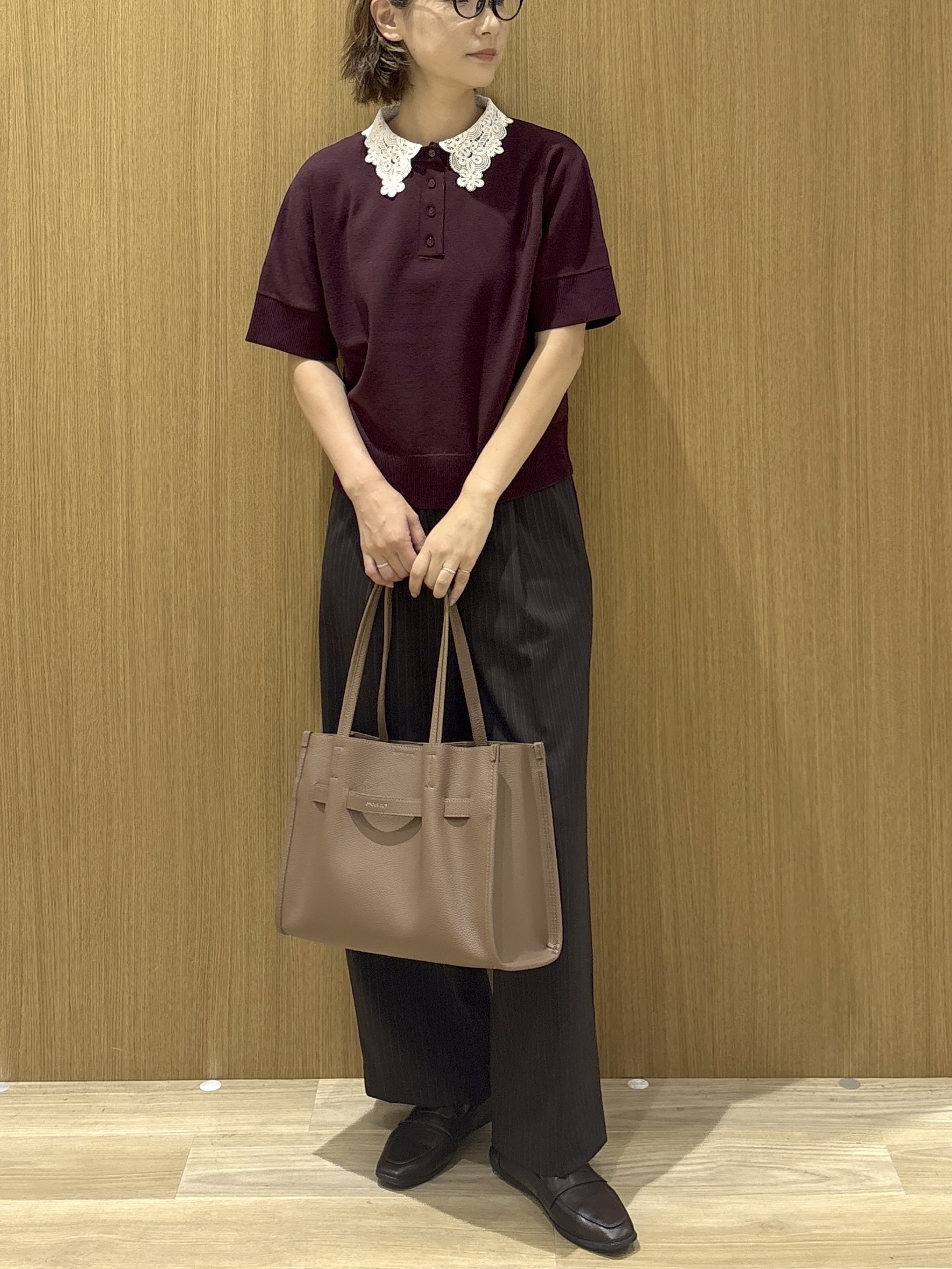 たけねぇさんの「OPAQUE.CLIP｜2WAY衿ドッキングニット《洗濯機OK》」を使ったコーディネート