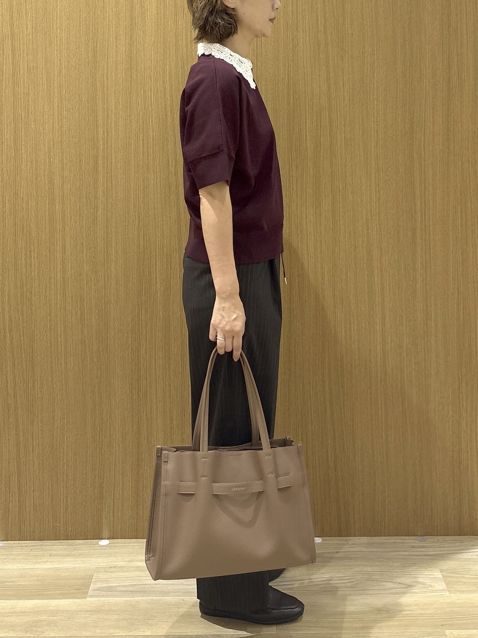 たけねぇさんの「OPAQUE.CLIP｜2WAY衿ドッキングニット《洗濯機OK》」を使ったコーディネート
