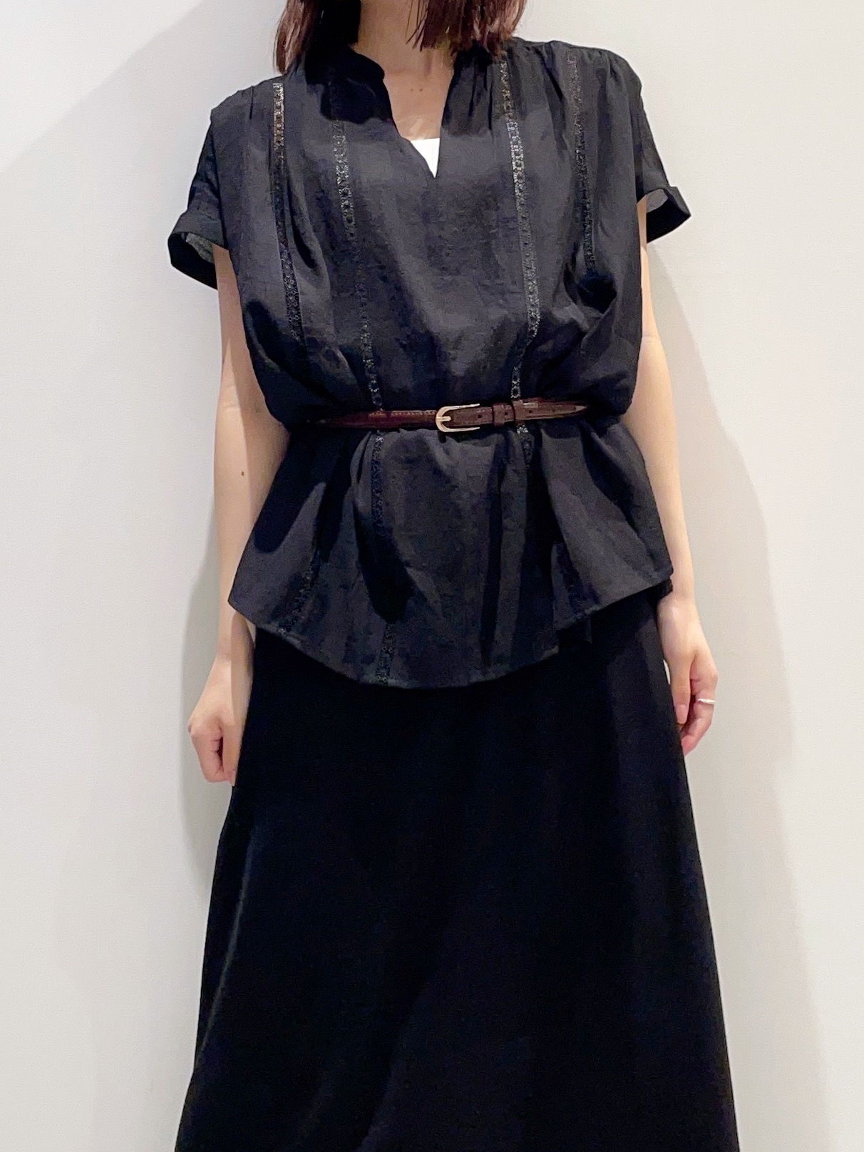haruさんの「grove｜【体系カバー◎】レースデザインスキッパーブラウス」を使ったコーディネート
