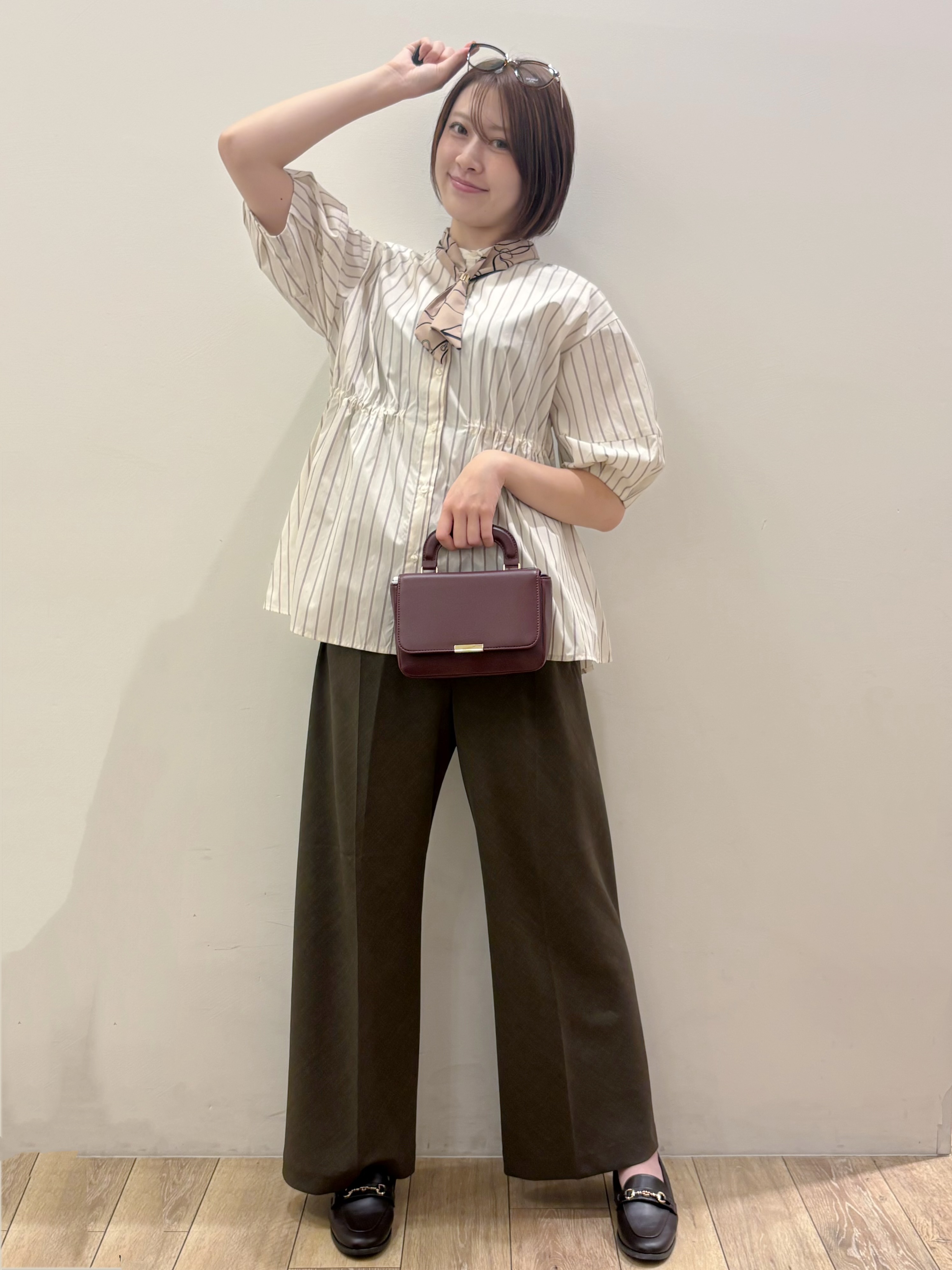 RINさんの「OPAQUE.CLIP｜ストライプ ペプラムブラウス【洗濯機OK】」を使ったコーディネート