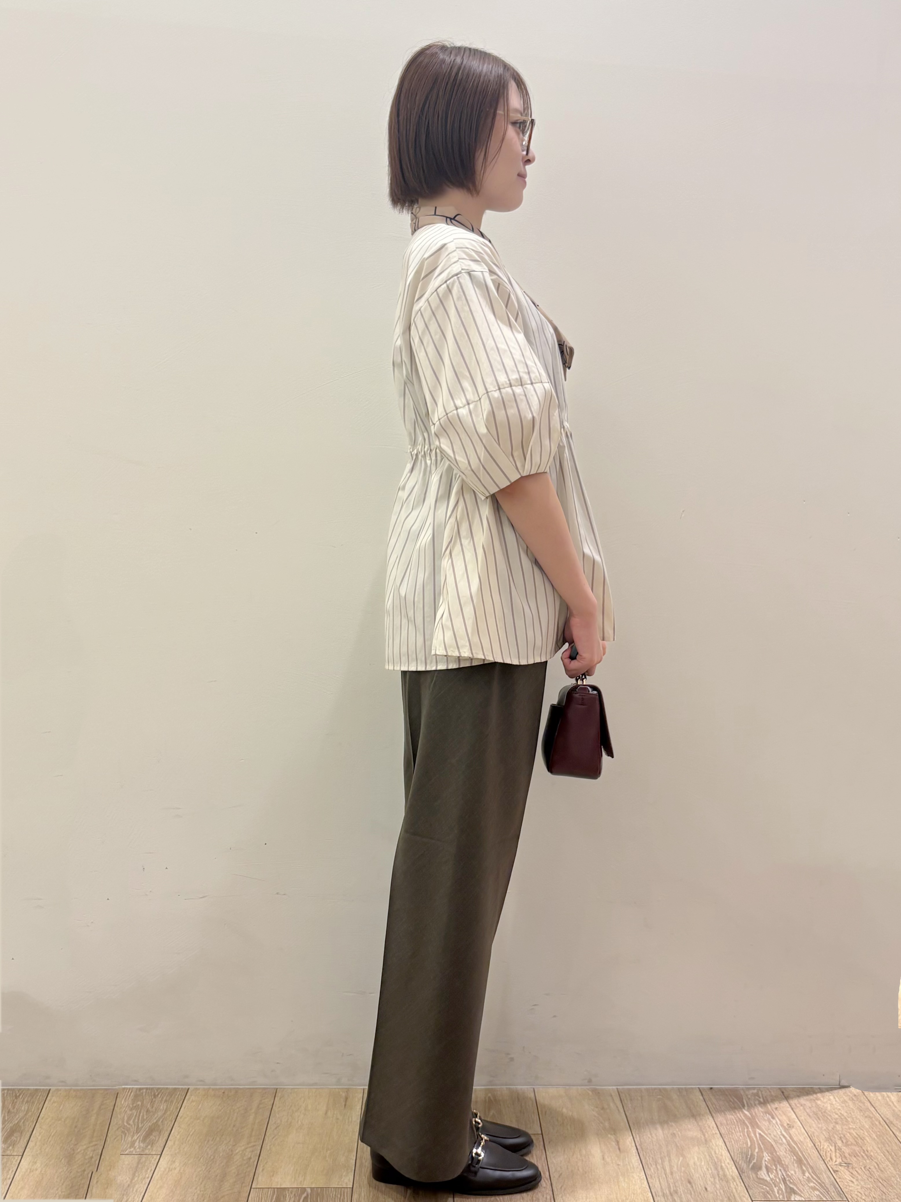 RINさんの「OPAQUE.CLIP｜ストライプ ペプラムブラウス【洗濯機OK】」を使ったコーディネート