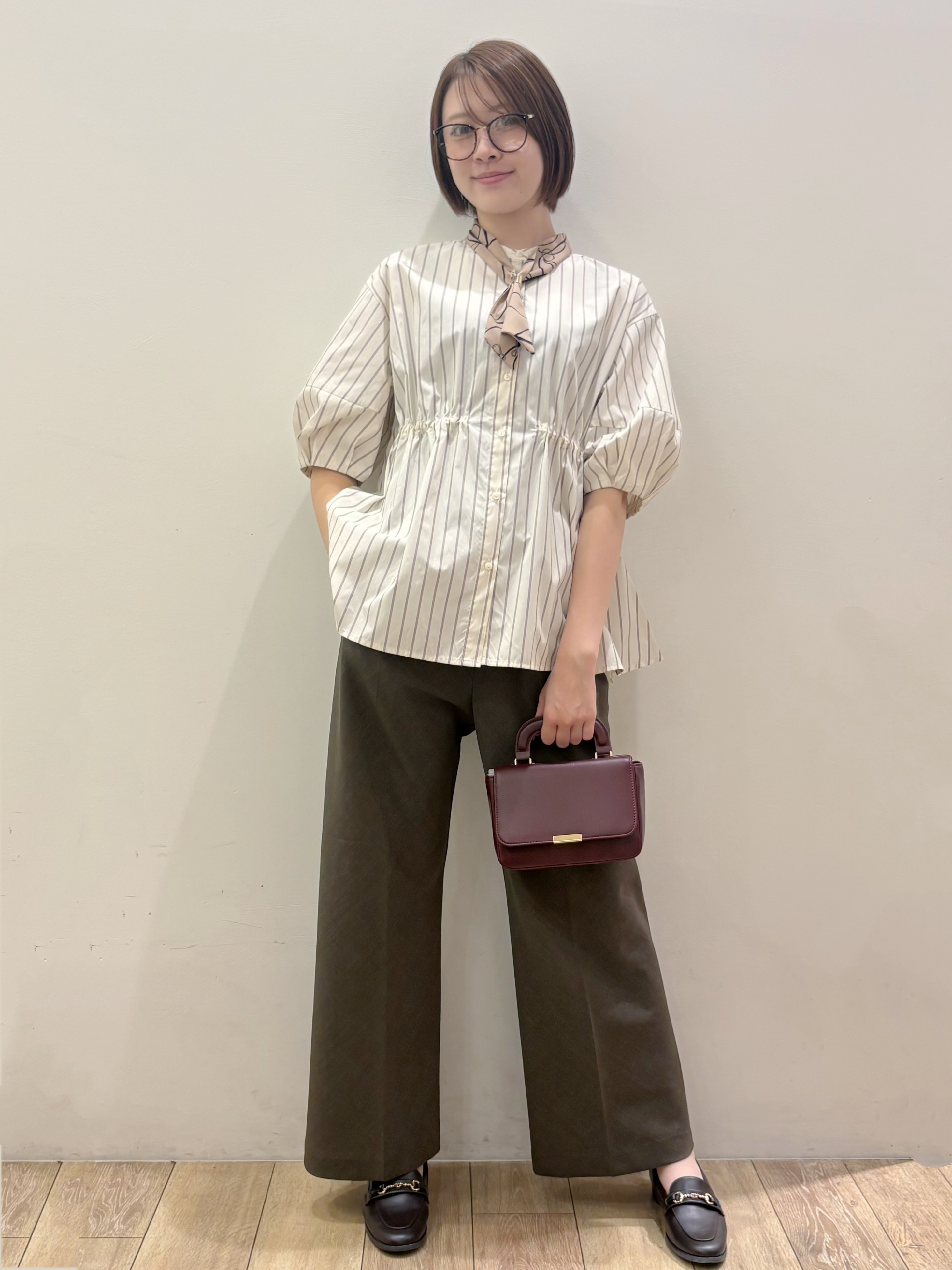 RINさんの「OPAQUE.CLIP｜ストライプ ペプラムブラウス【洗濯機OK】」を使ったコーディネート