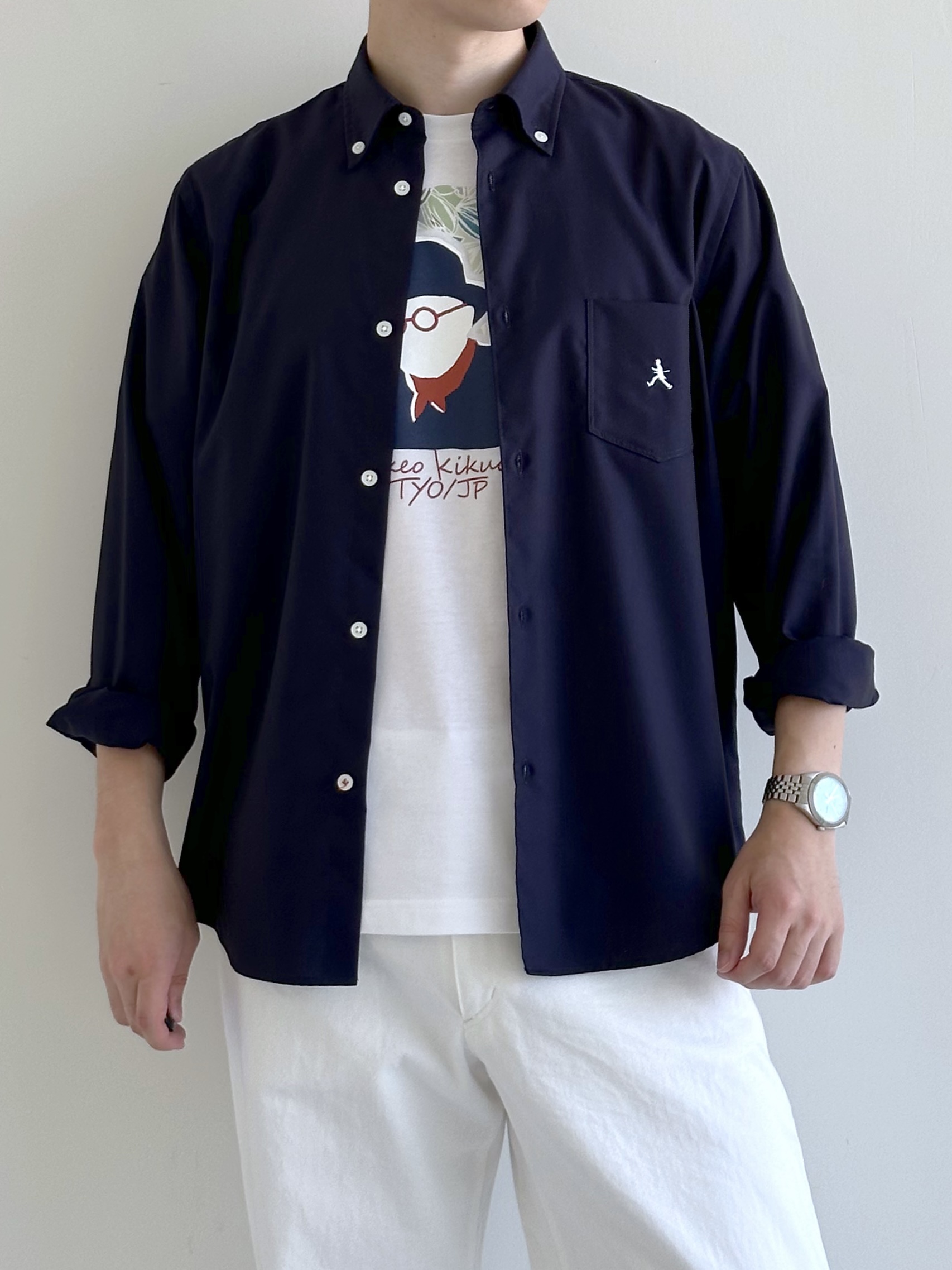 イッシーさんの「TAKEO KIKUCHI｜【BOWLER HAT LABEL】ボーラーハットウォーカー刺繍 ボタンダウンシャツ」を使ったコーディネート